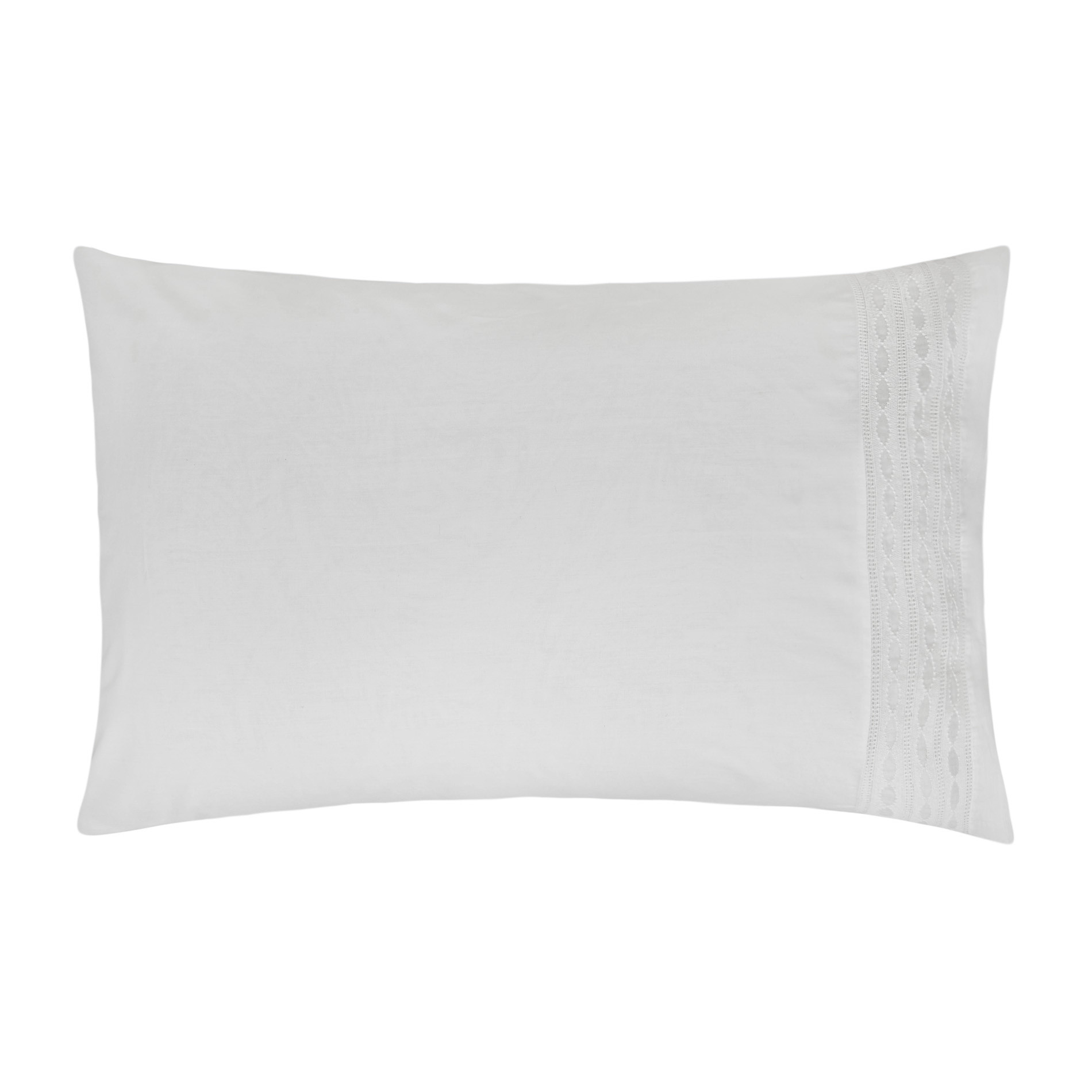 Portofino pillowcase in 100% cotton with embroidered trim, White, large image number 0