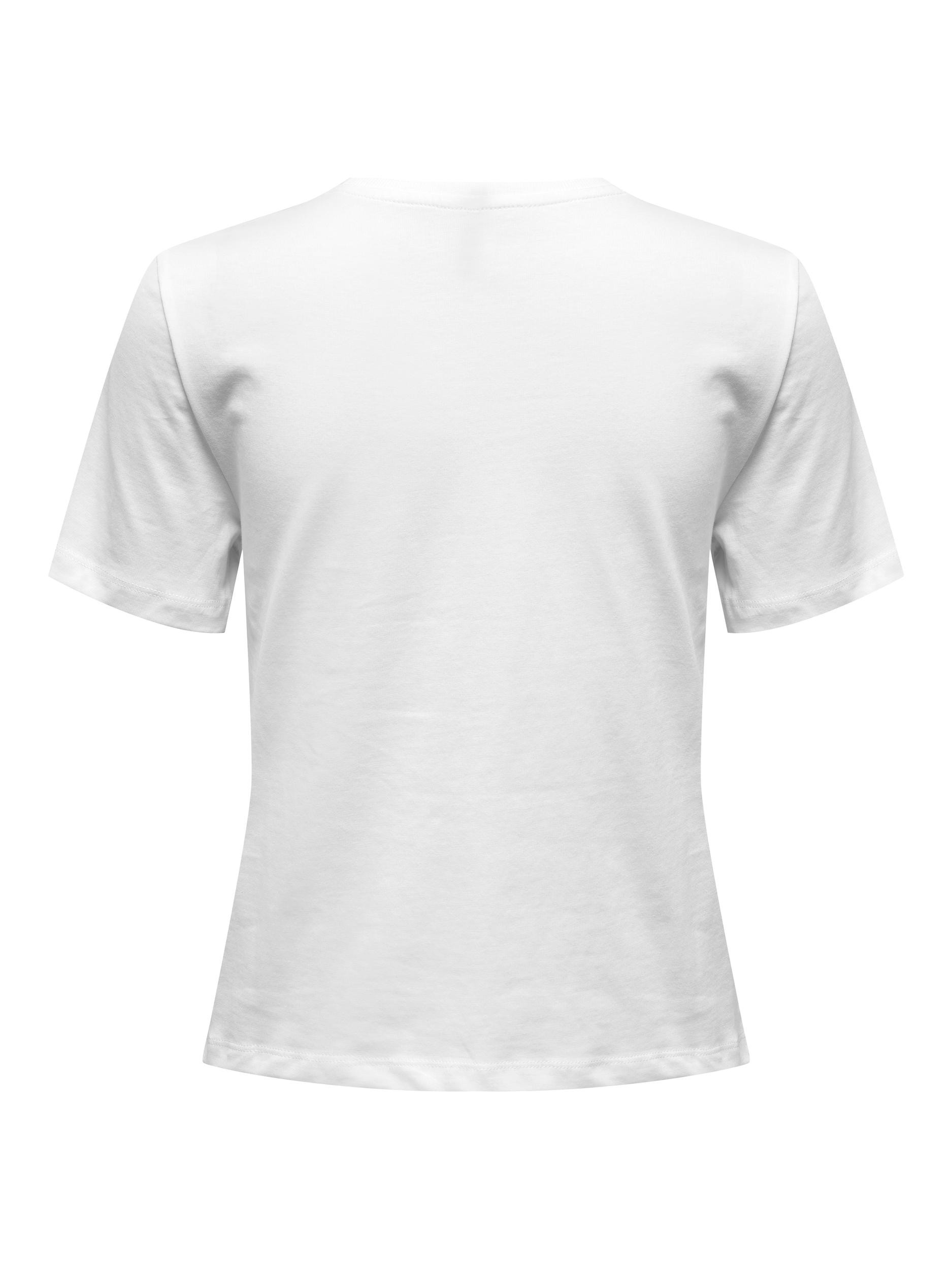 Only -Cotton T-shirt with rhinestones, White, large image number 1
