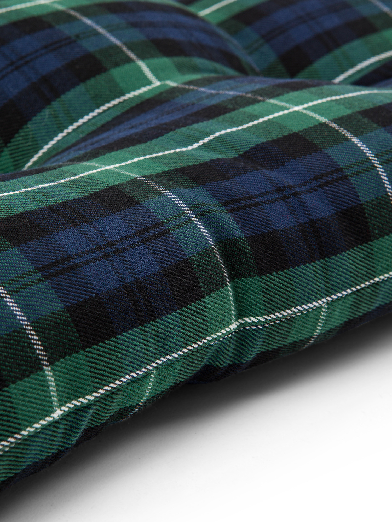 Tartan cotton twill chair cushion, Blue, large image number 1