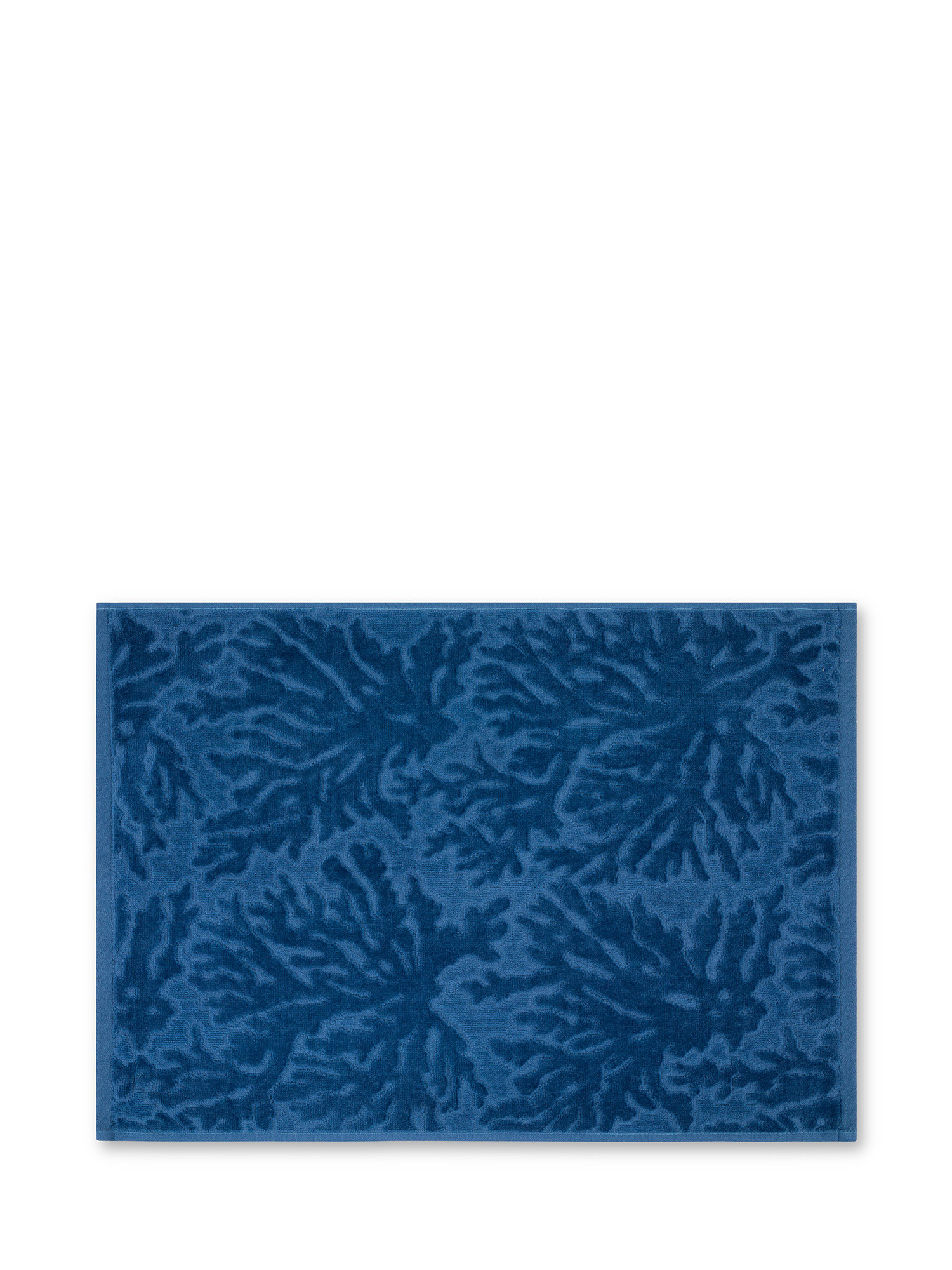 Asciugamano cotone velour motivo floreale a rilievo, Blu, large image number 1