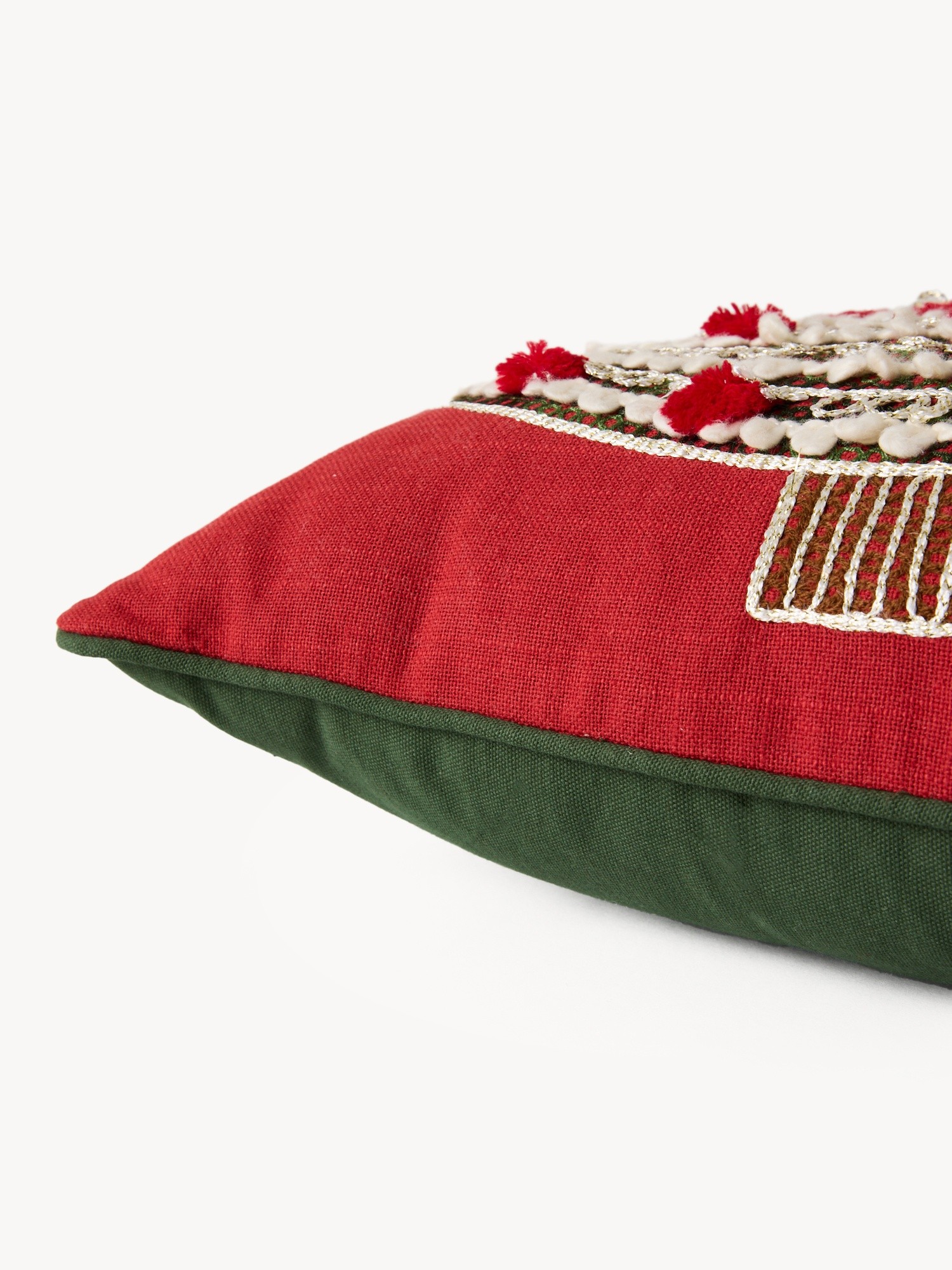 Cushion with Christmas tree embroidery 45x45cm, Red, large image number 2