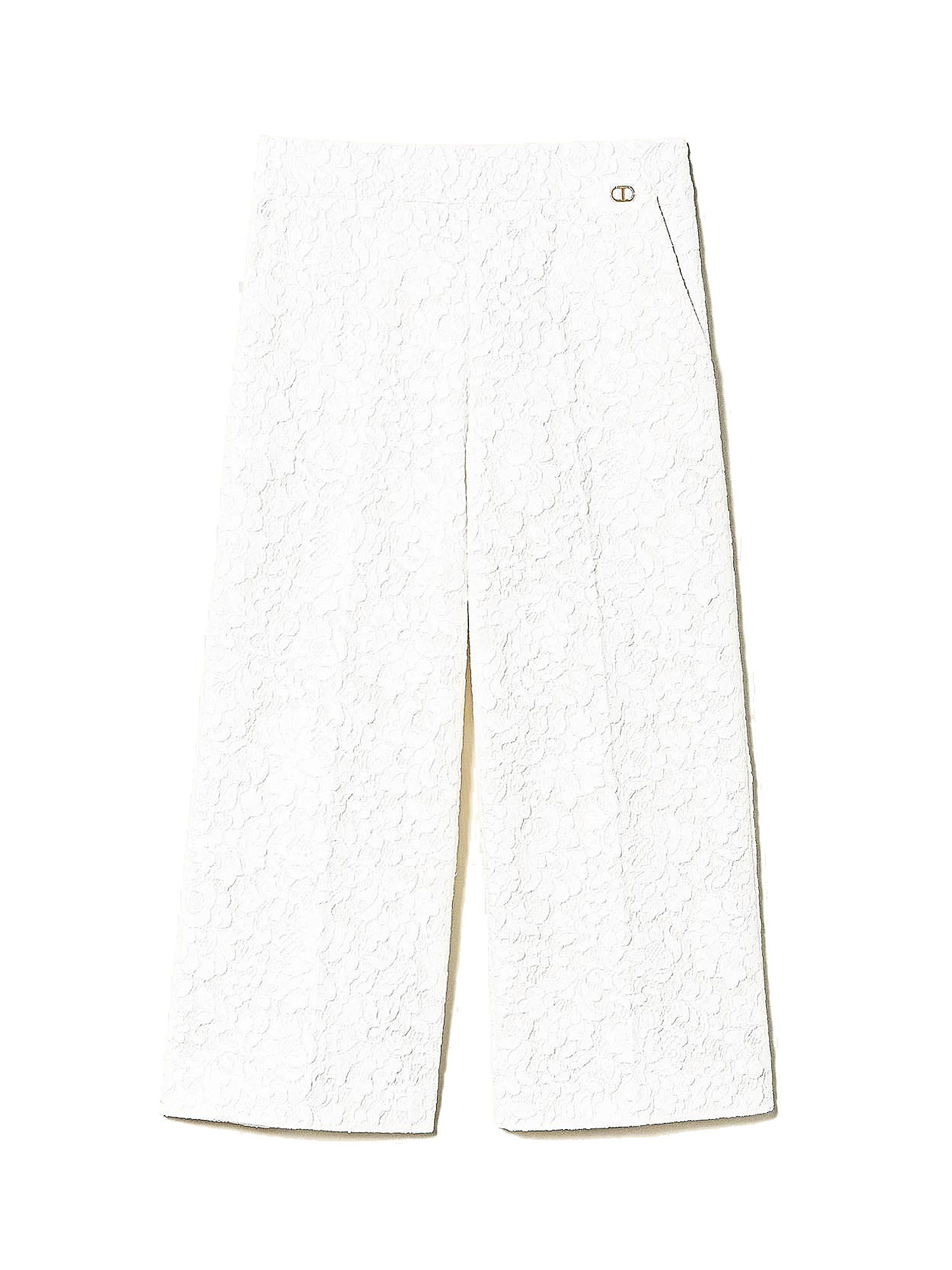 Pantalone cropped in macramé, Bianco, large image number 0