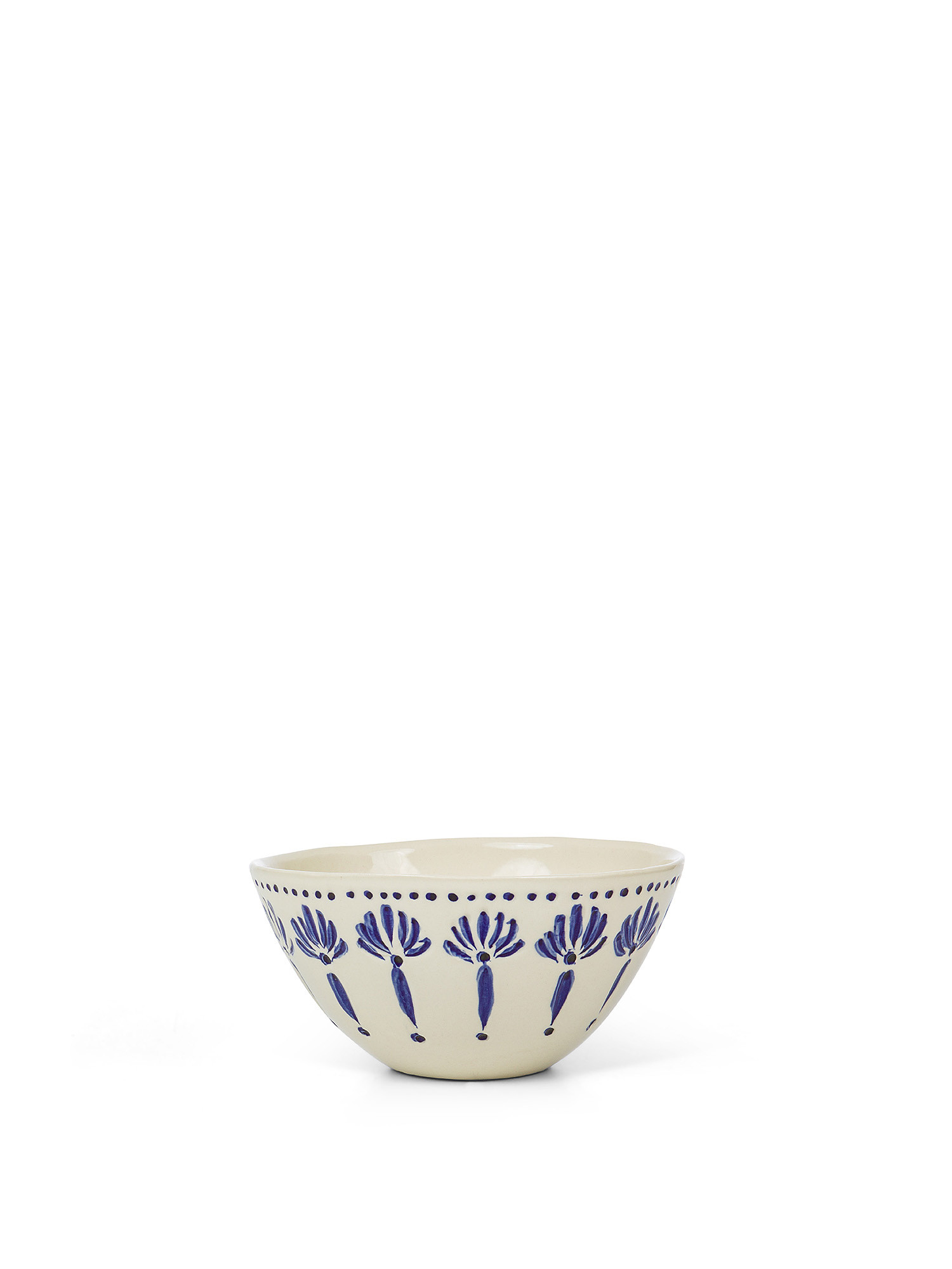 Coppetta ceramica motivo fiori, Blu, large image number 0