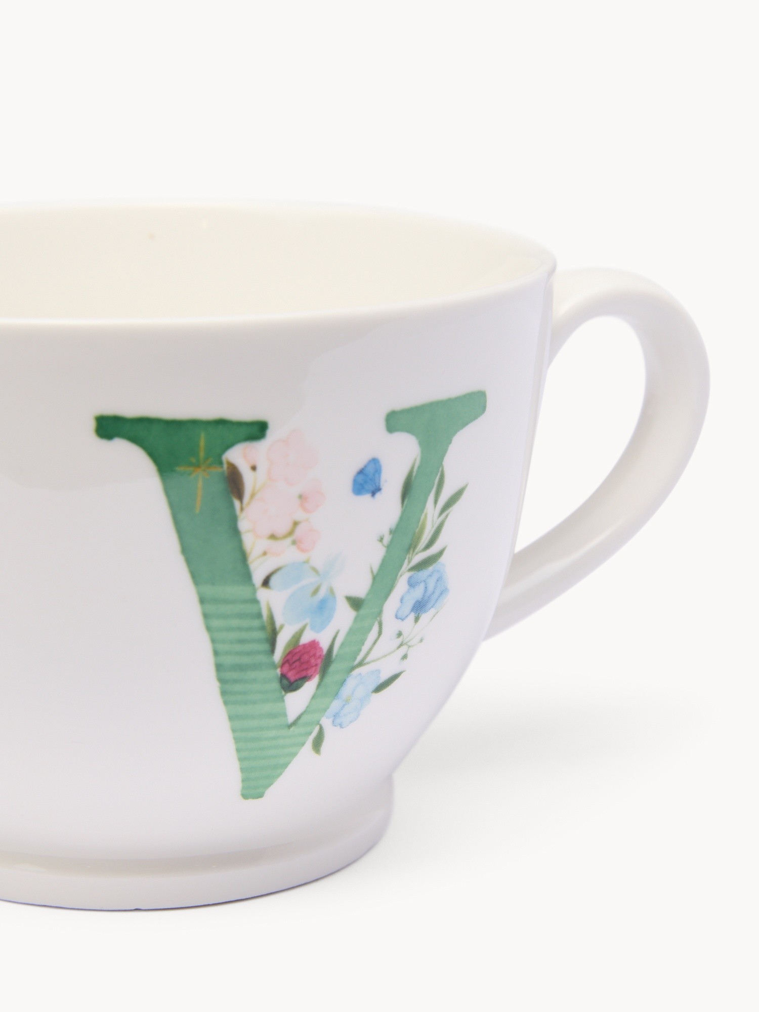 New bone china breakfast mug Letter V china, White 1, large image number 1