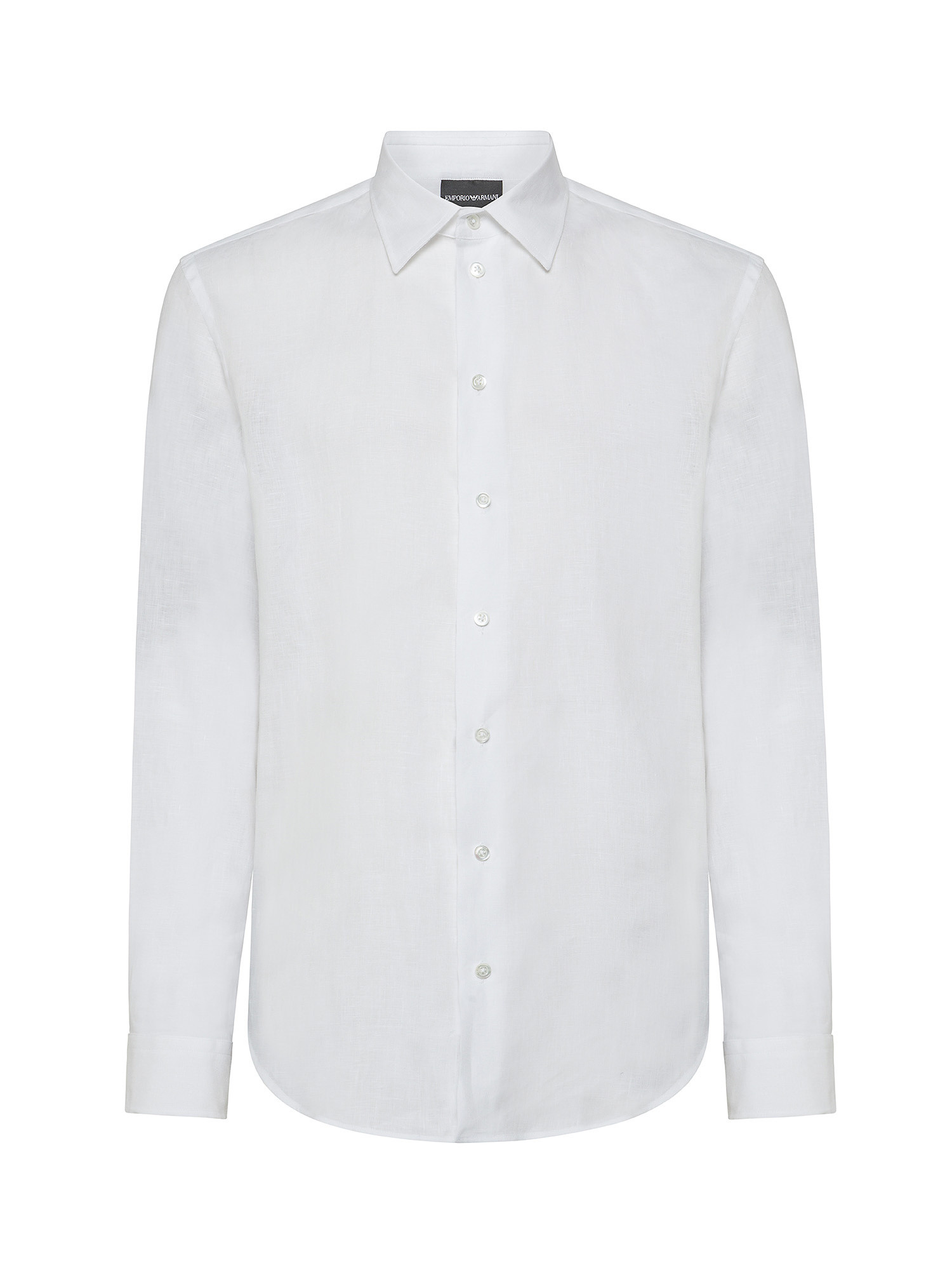 Emporio Armani - Relaxed fit shirt in pure linen, White, large image number 1
