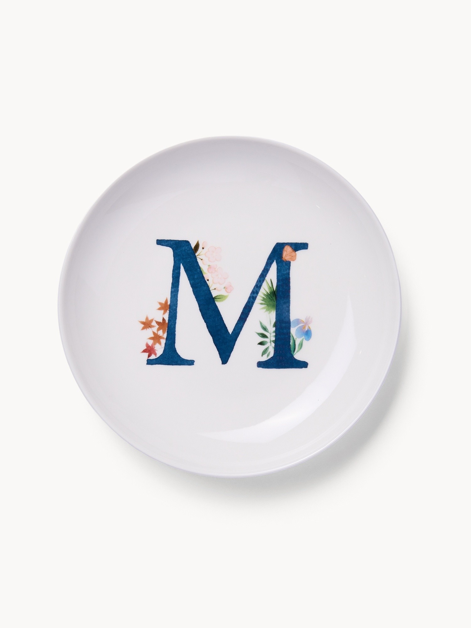 Piattino pane in new bone china lettera M, Bianco, large image number 0