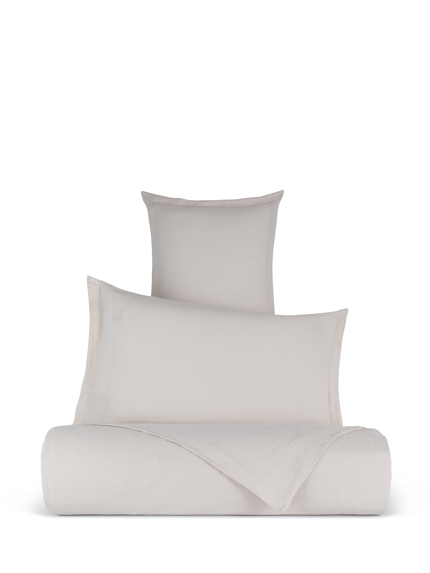Zefiro plain color linen and cotton pillowcase, Light Beige, large image number 2
