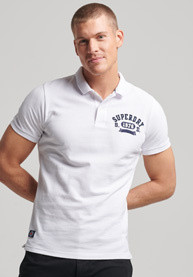 Superdry - Cotton piqué polo shirt with logo, White, large image number 1