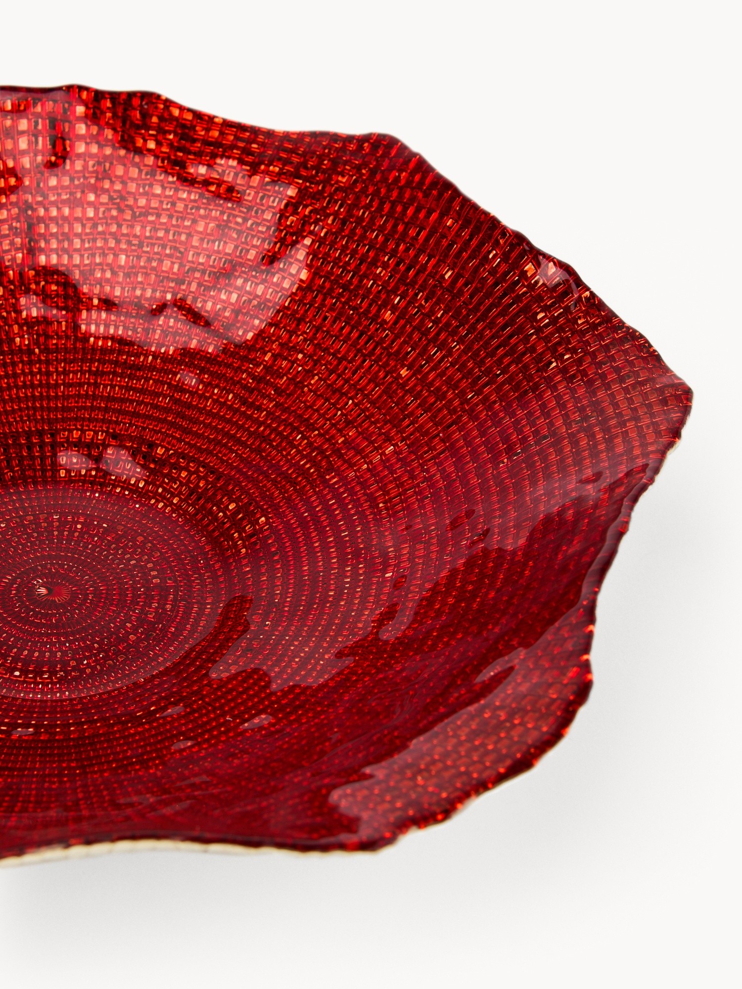 Coppa in vetro ondulata, Rosso, large image number 1