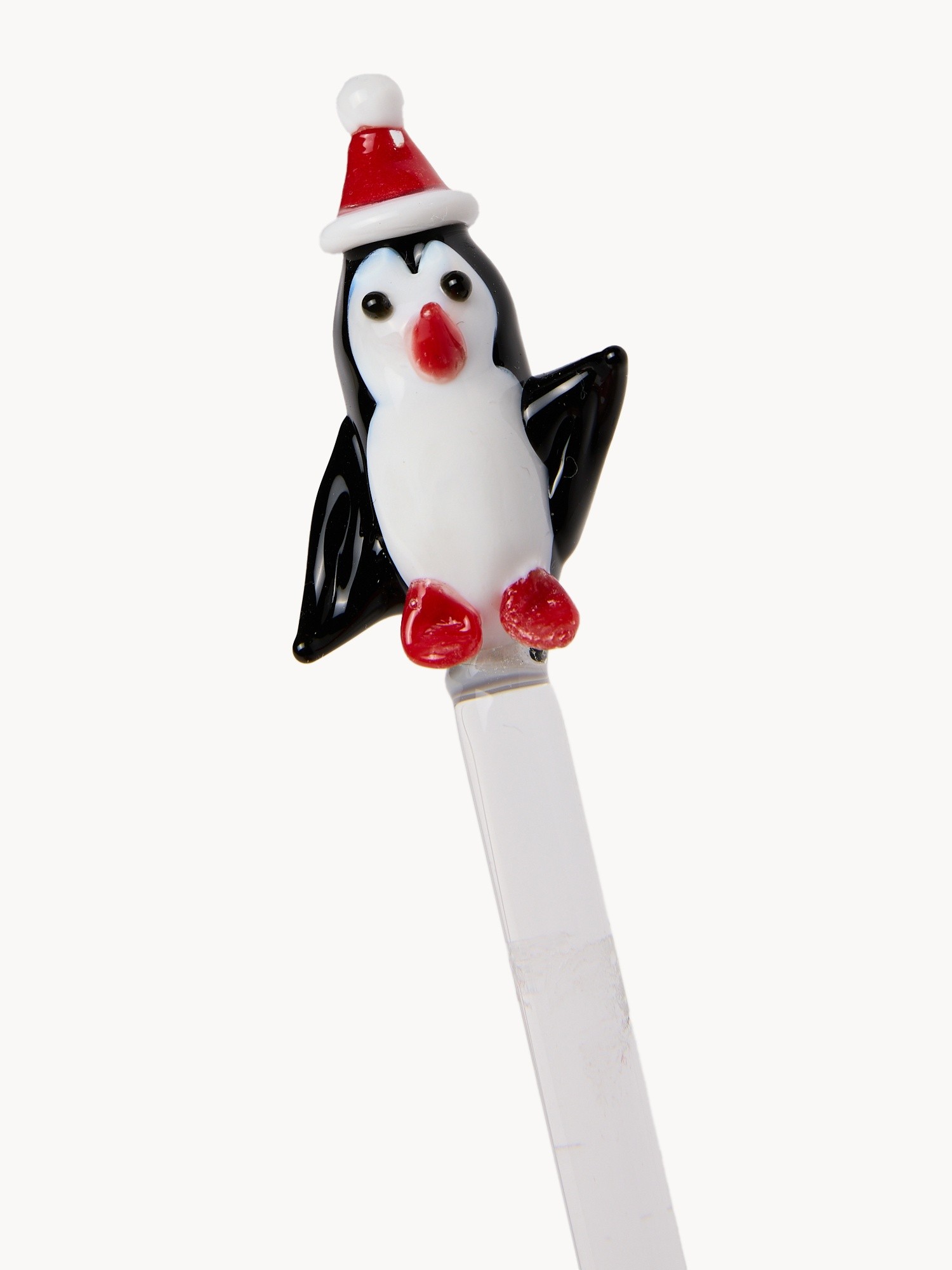 Cucchiaino in vetro borosilicato dettaglio pinguino, Verde, large image number 1