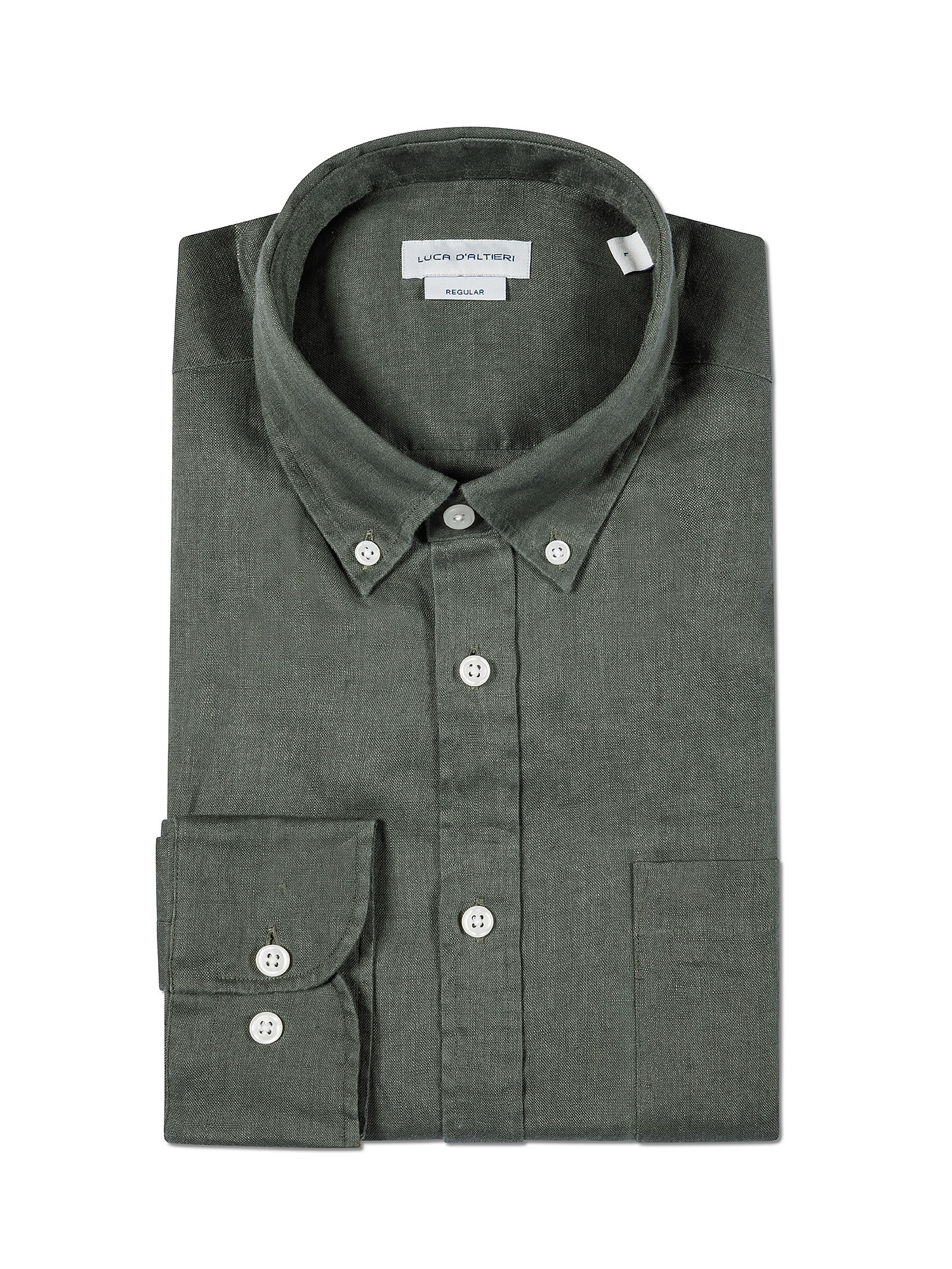 Luca D'Altieri - Regular fit shirt in pure linen, Sage Green, large image number 2