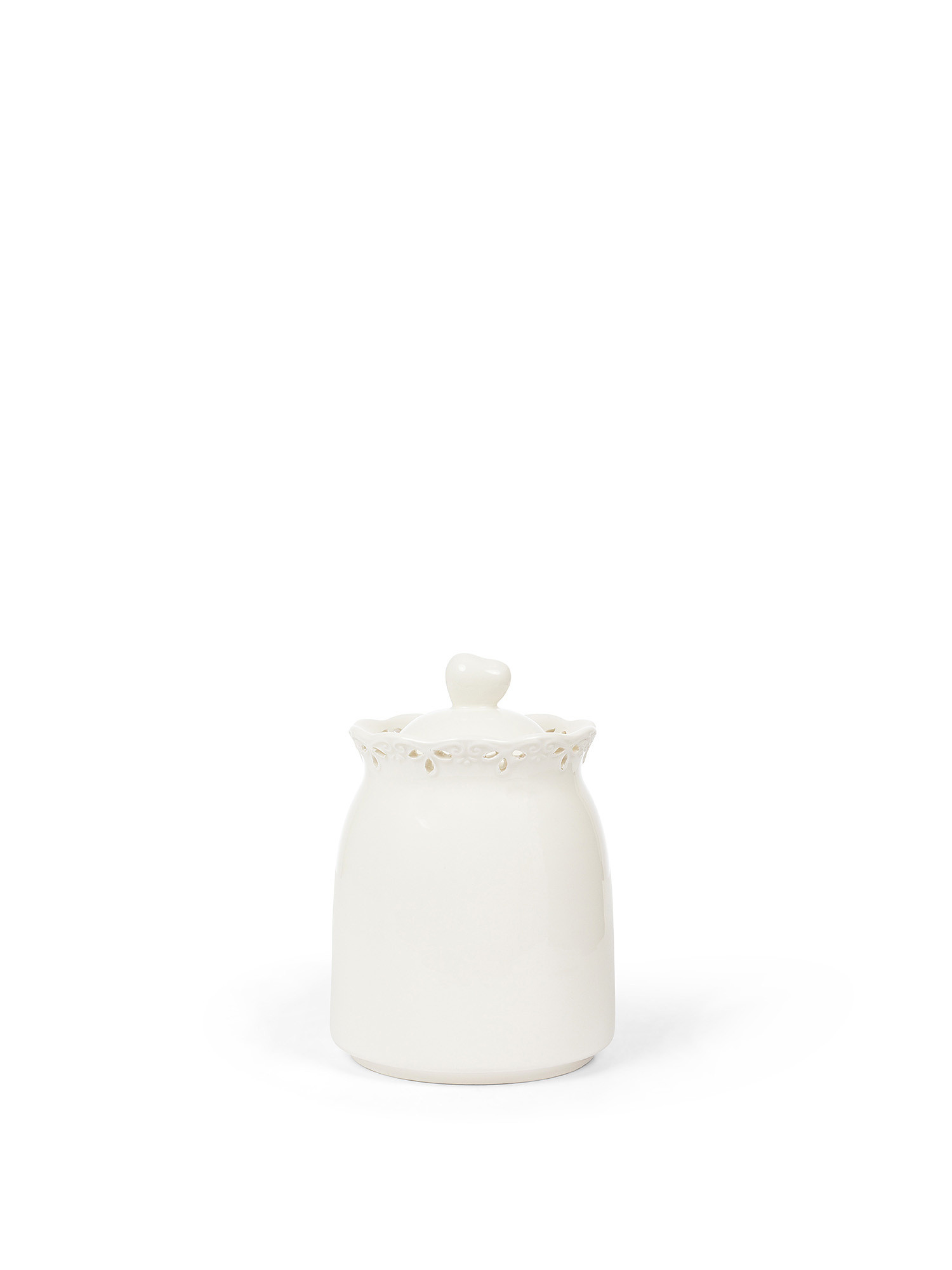 Biscottiera ceramica traforata, Bianco, large image number 0