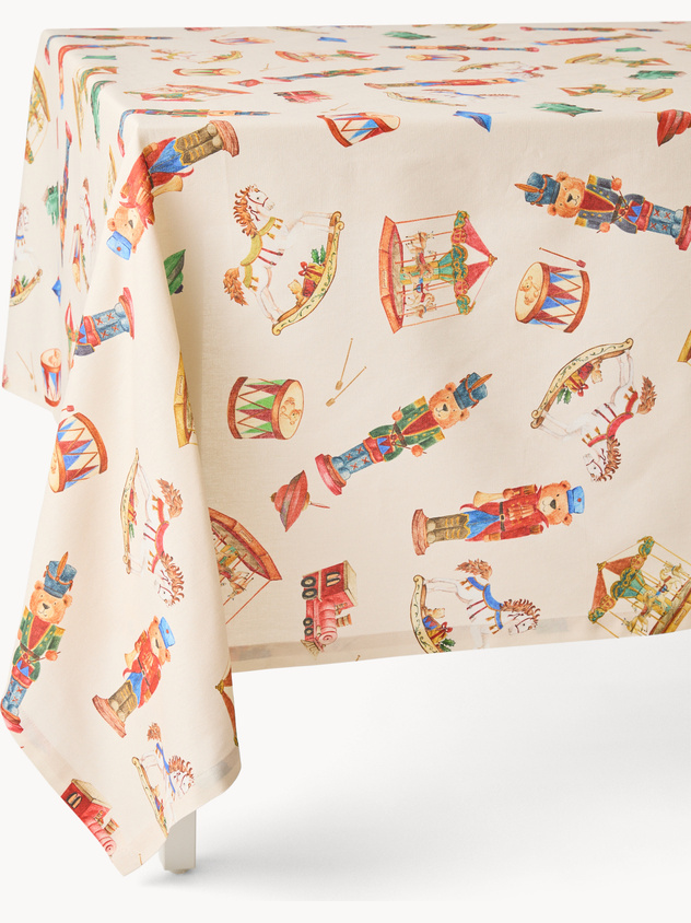 Tovaglia in panama di puro cotone con stampa natalizia