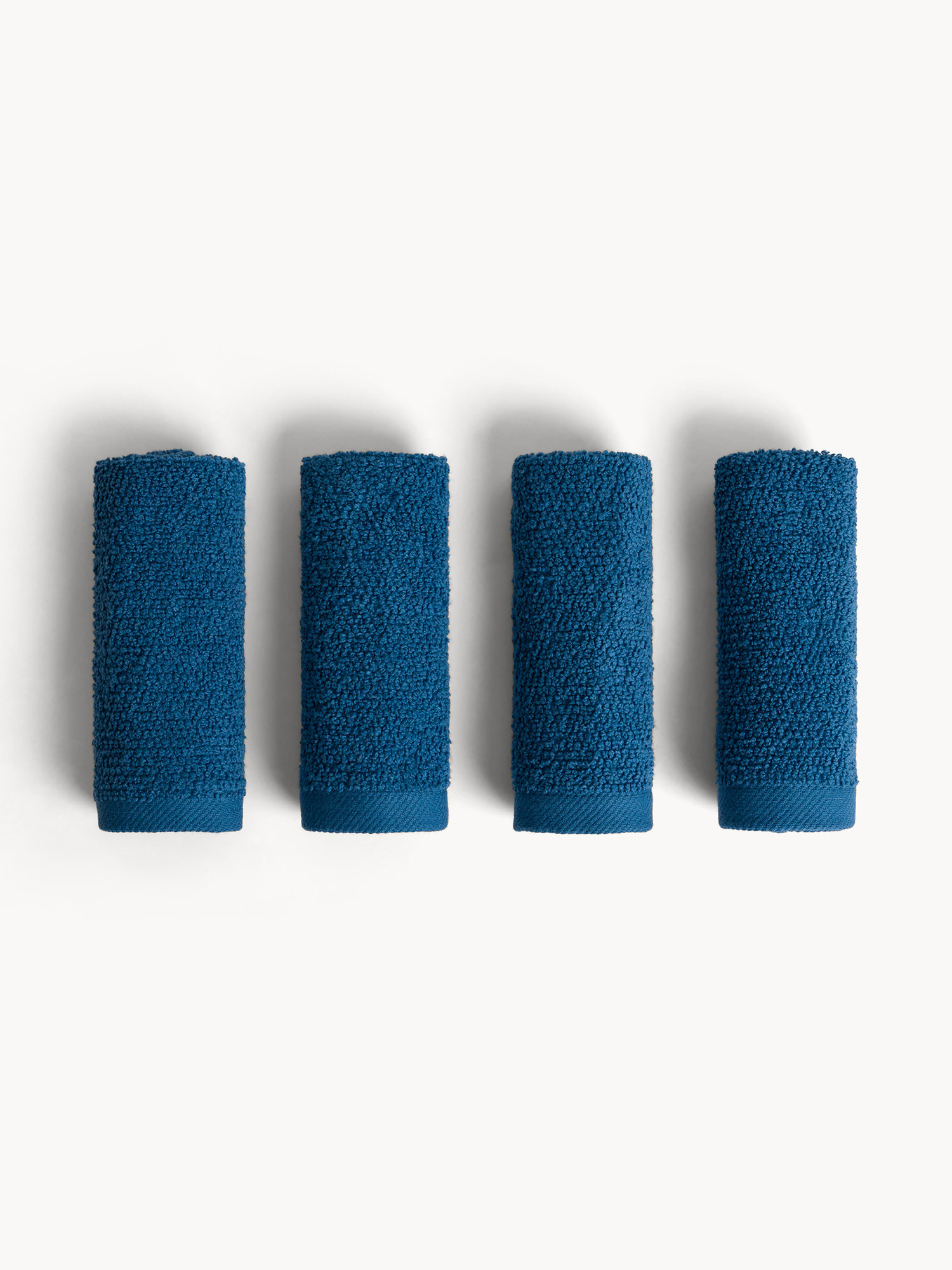 Basket of 4 plain cotton washcloths, Blue, large image number 0