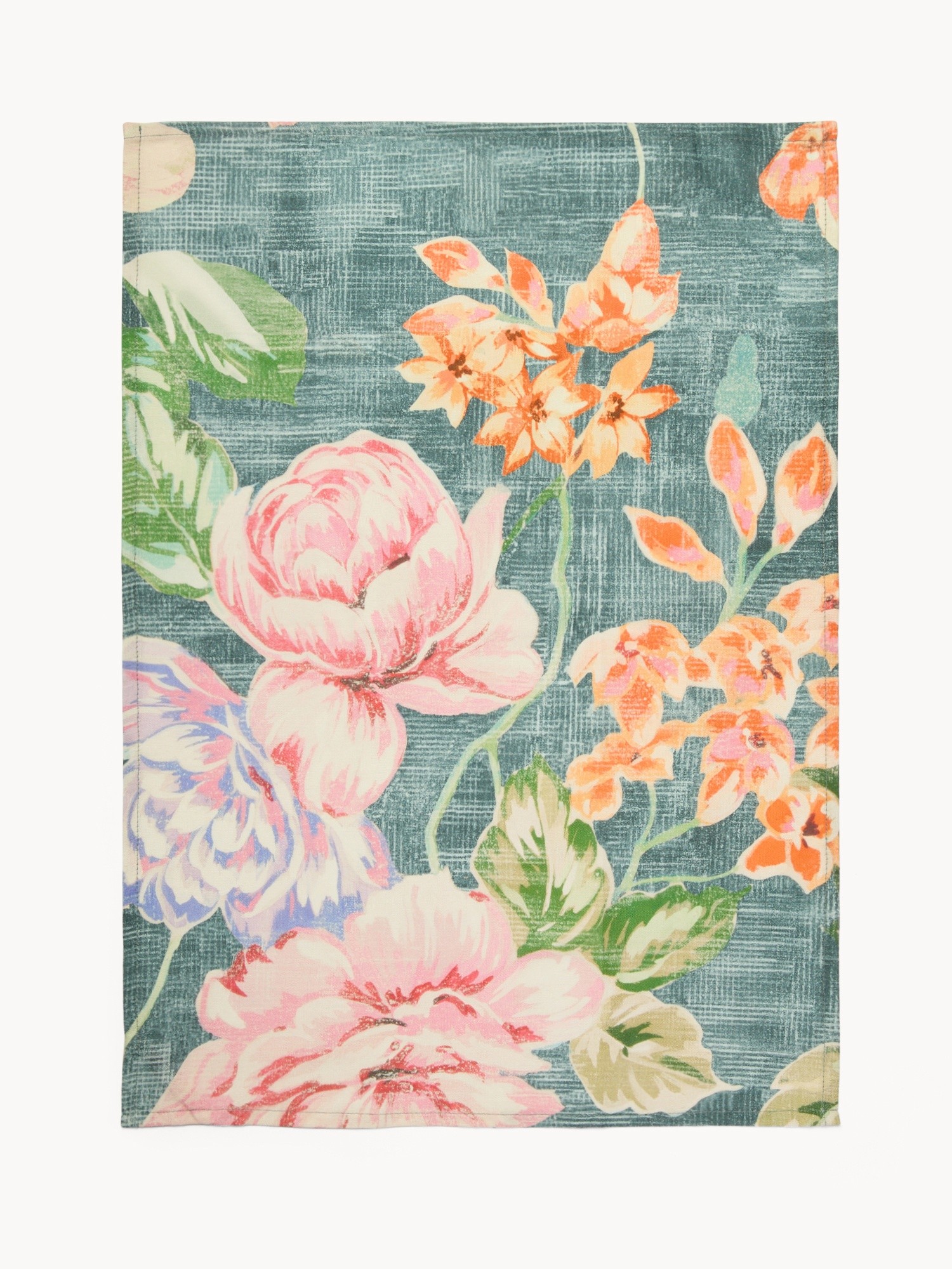 Set of 3 Cotton Panama Tea Towels with Floral Print - Discounted Price, Multicolor, large image number 1