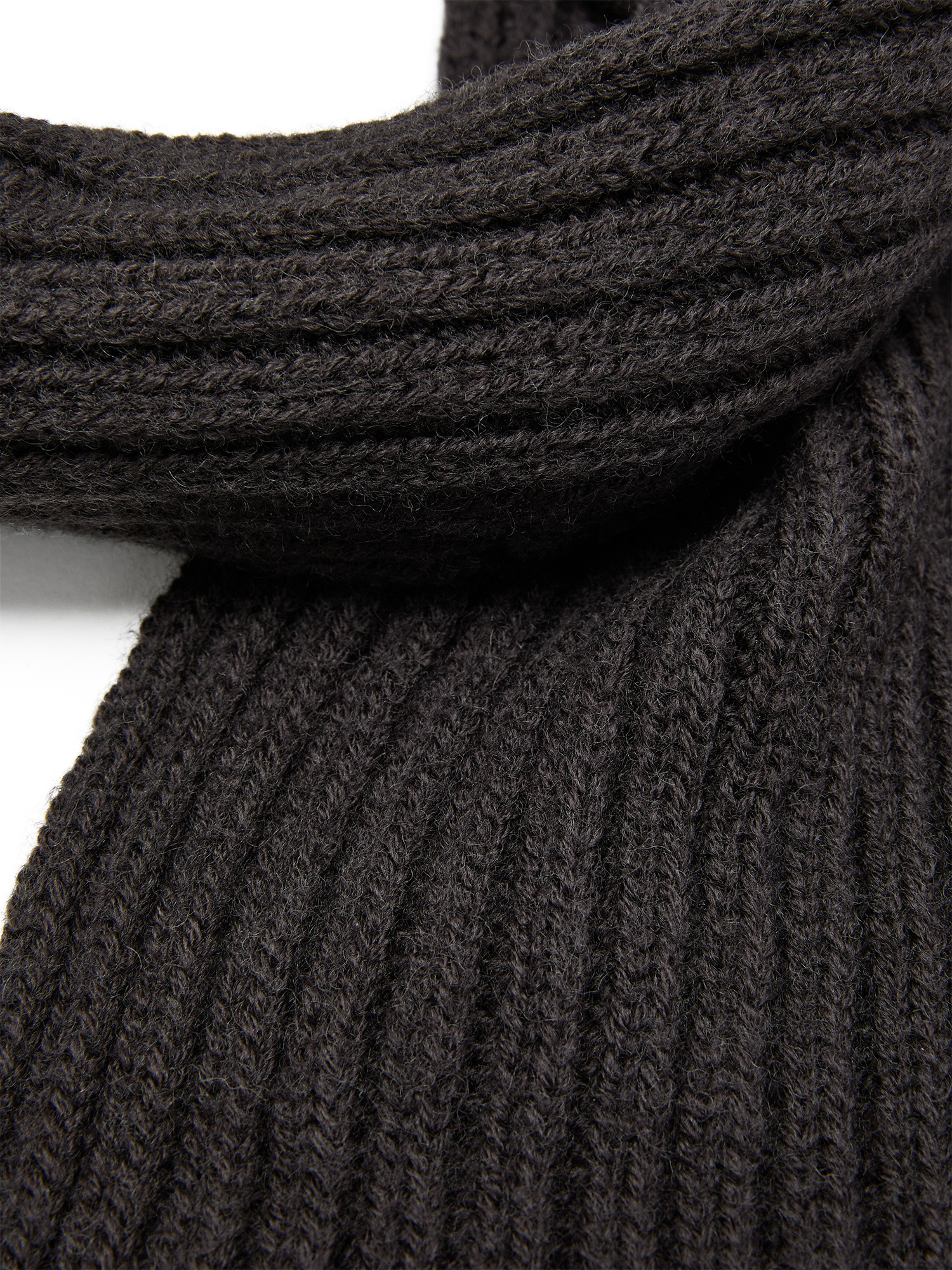 Luca D'Altieri - Ribbed scarf in pure wool, Dark Brown, large image number 1