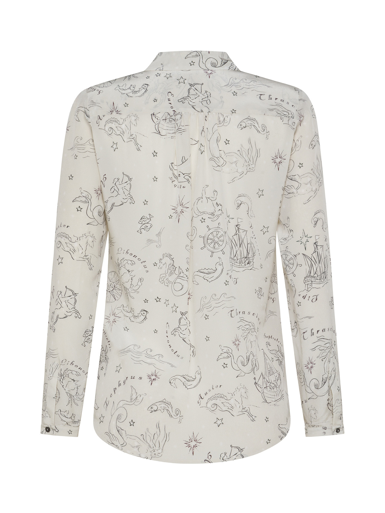 Momonì - Meudon shirt in printed silk cràªpe de chine, White Ivory, large image number 1