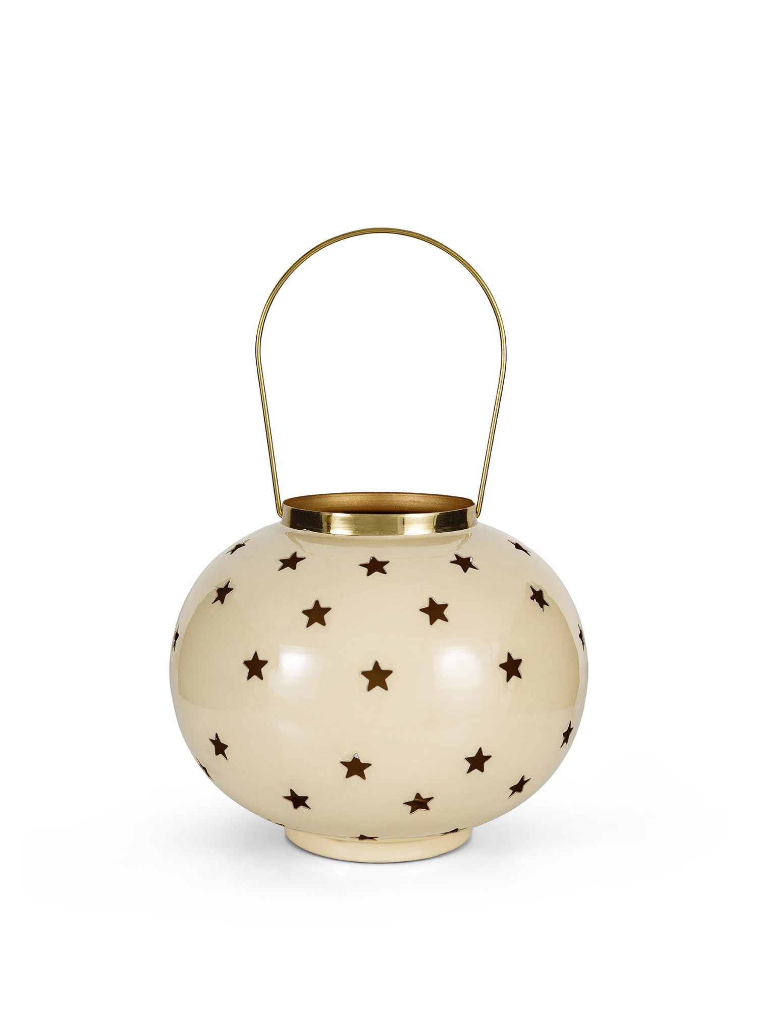 Round lantern with perforated stars, White, large image number 0