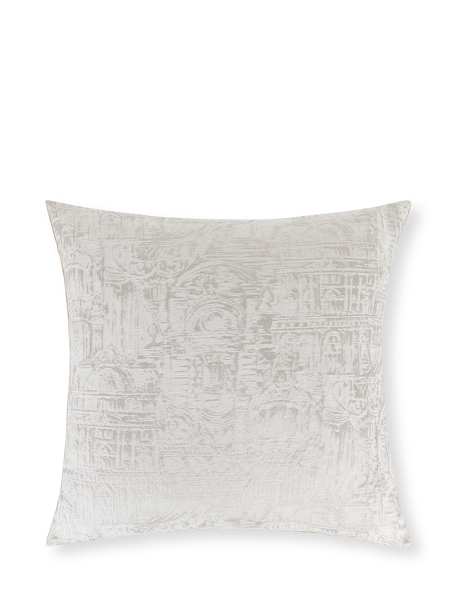 Embossed jacquard linen blend cushion 50x40cm, Beige, large image number 0