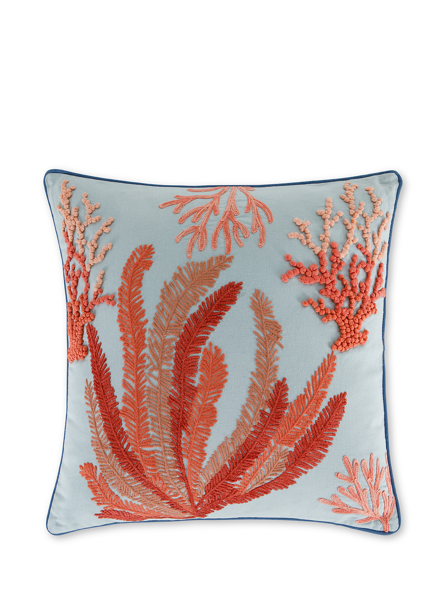 Coral embroidery cushion 45x45cm, Light Blue, large image number 0