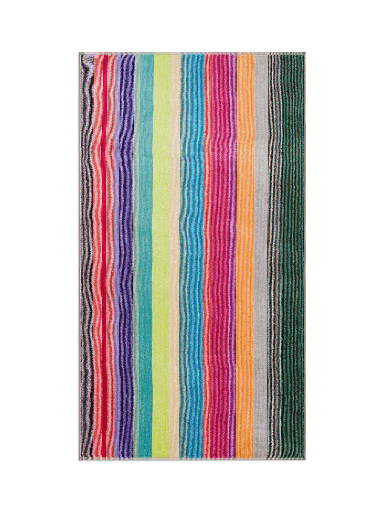 Striped cotton terry beach towel, Multicolor, large image number 0