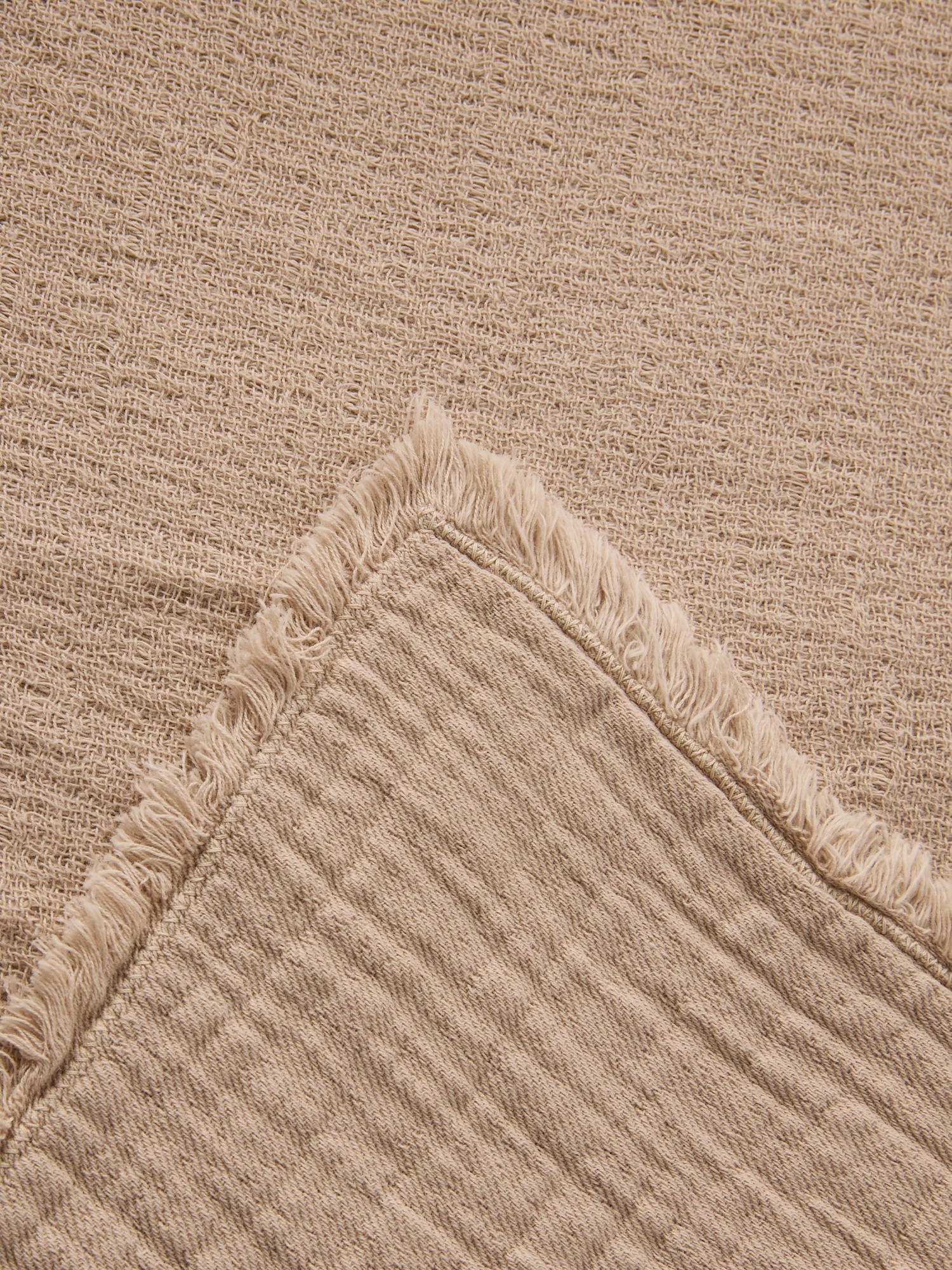 Plaid in garza di cotone lavato, Beige, large image number 0