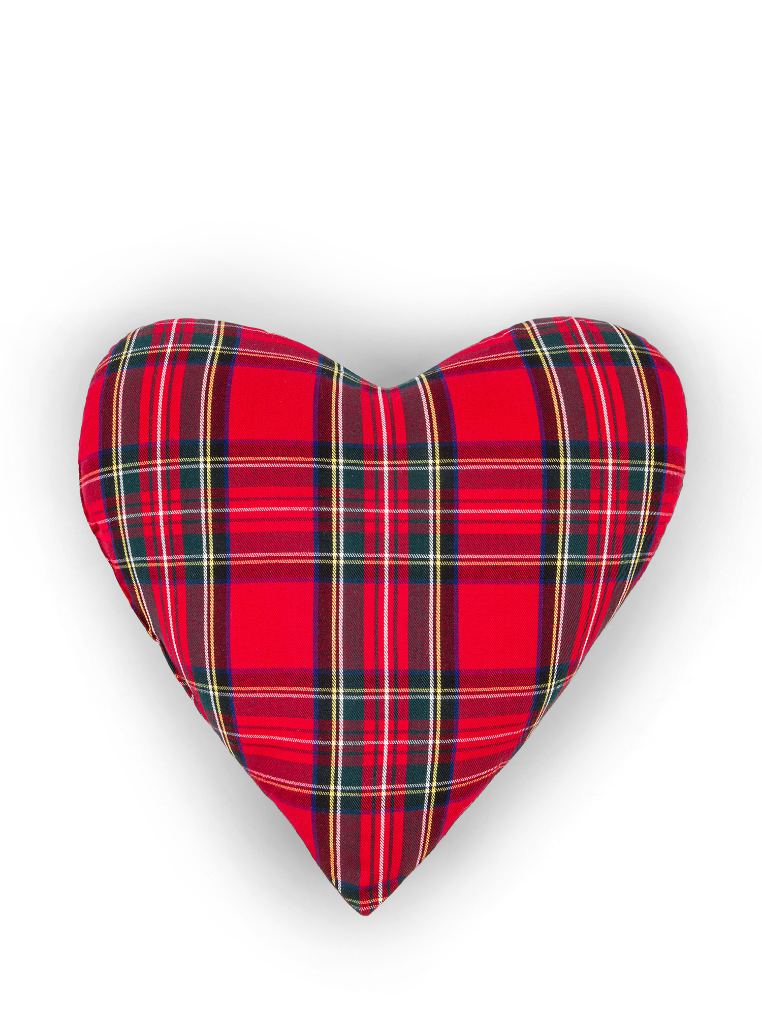 Heart tartan cotton cushion, Red, large image number 1