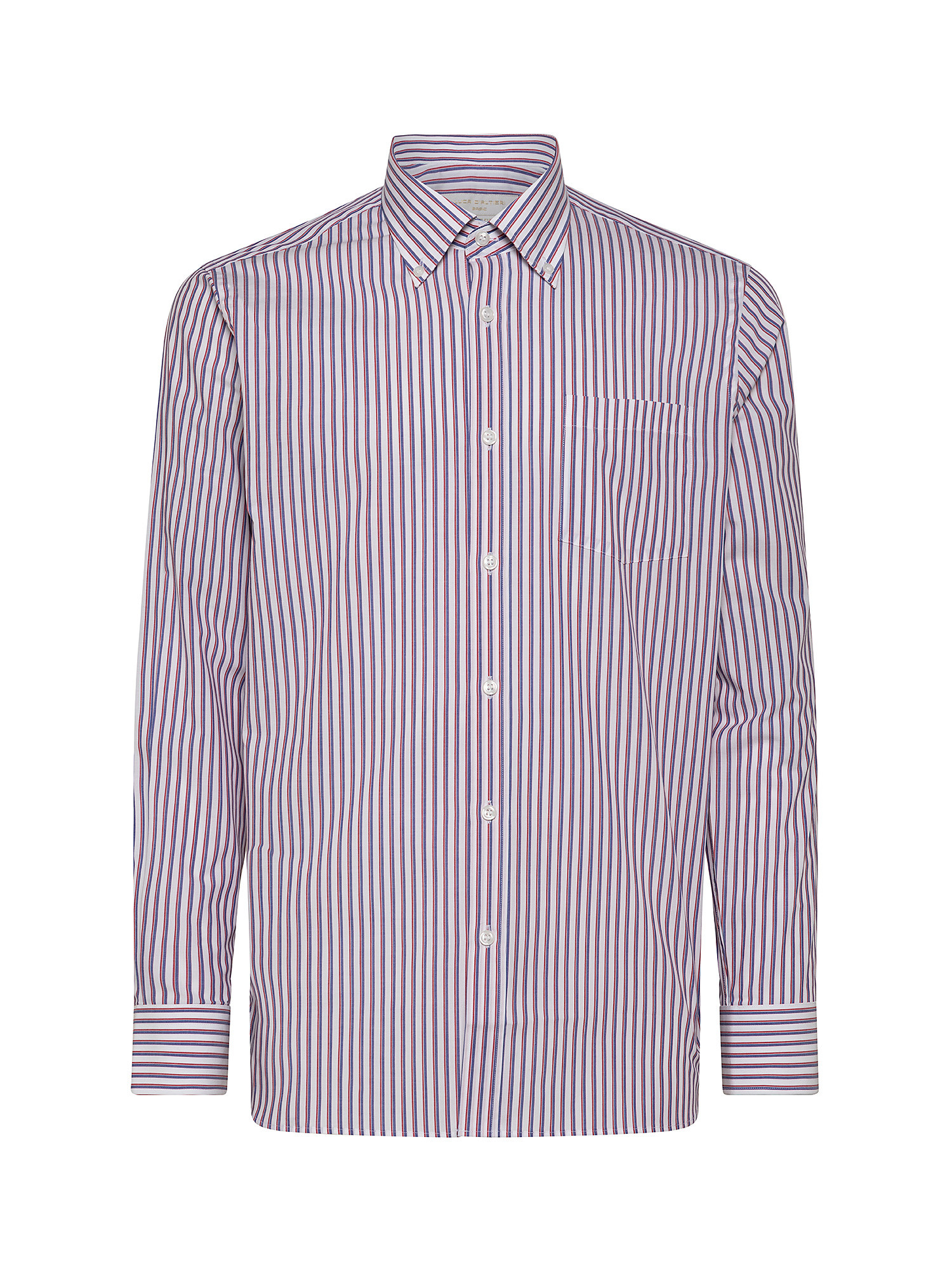 Tailor fit shirt in striped poplin cotton, Multicolor, large image number 0