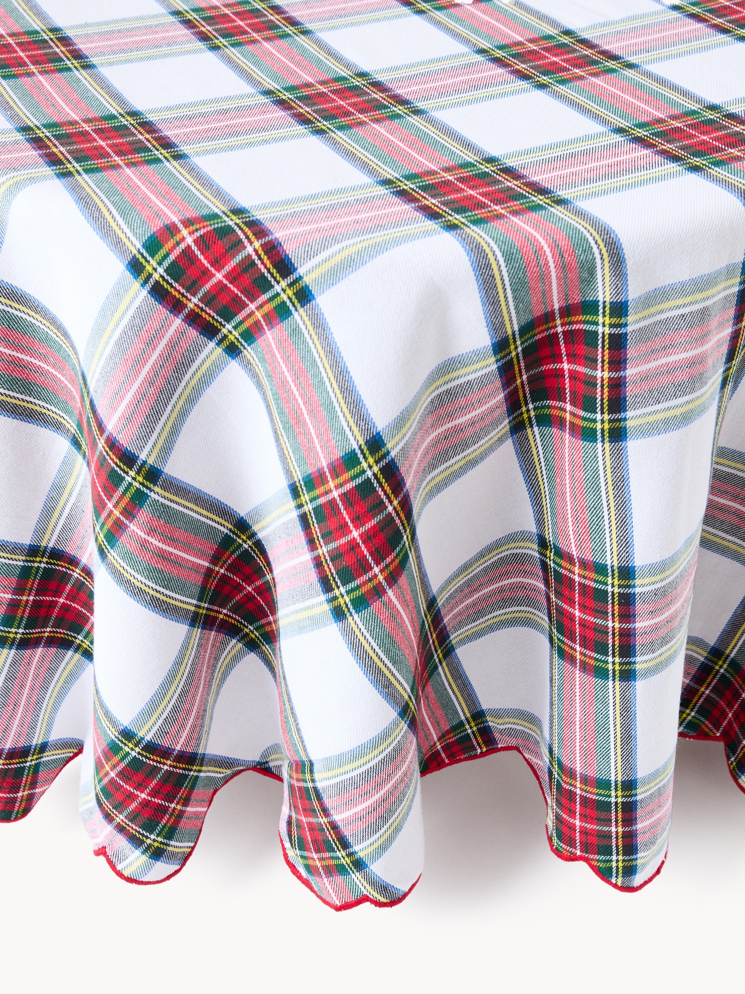 Tovaglia rotonda in cotone tinto filo motivo tartan, Rosso Mattone, large image number 0