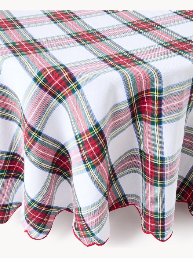 Tovaglia rotonda in cotone tinto filo motivo tartan