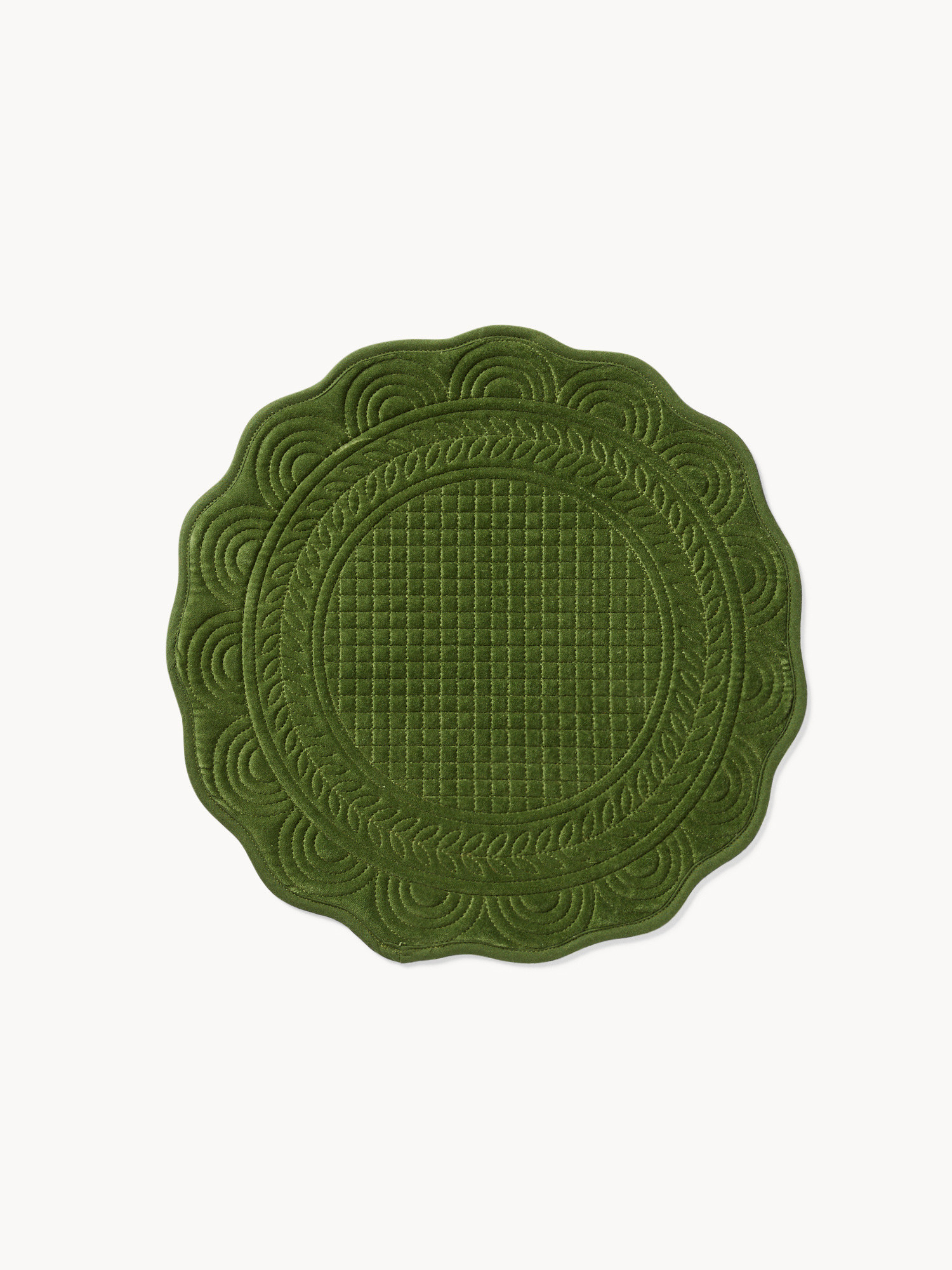 Quilted pure cotton velvet placemat, Green, large image number 0