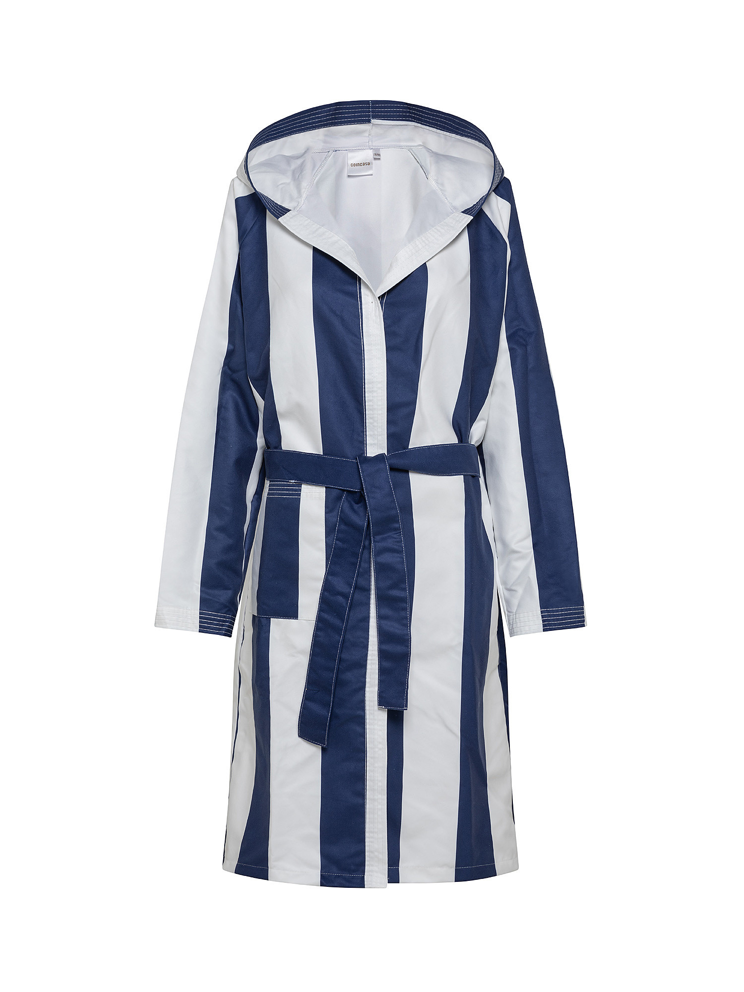 Striped microfiber bathrobe, Blue, large image number 0
