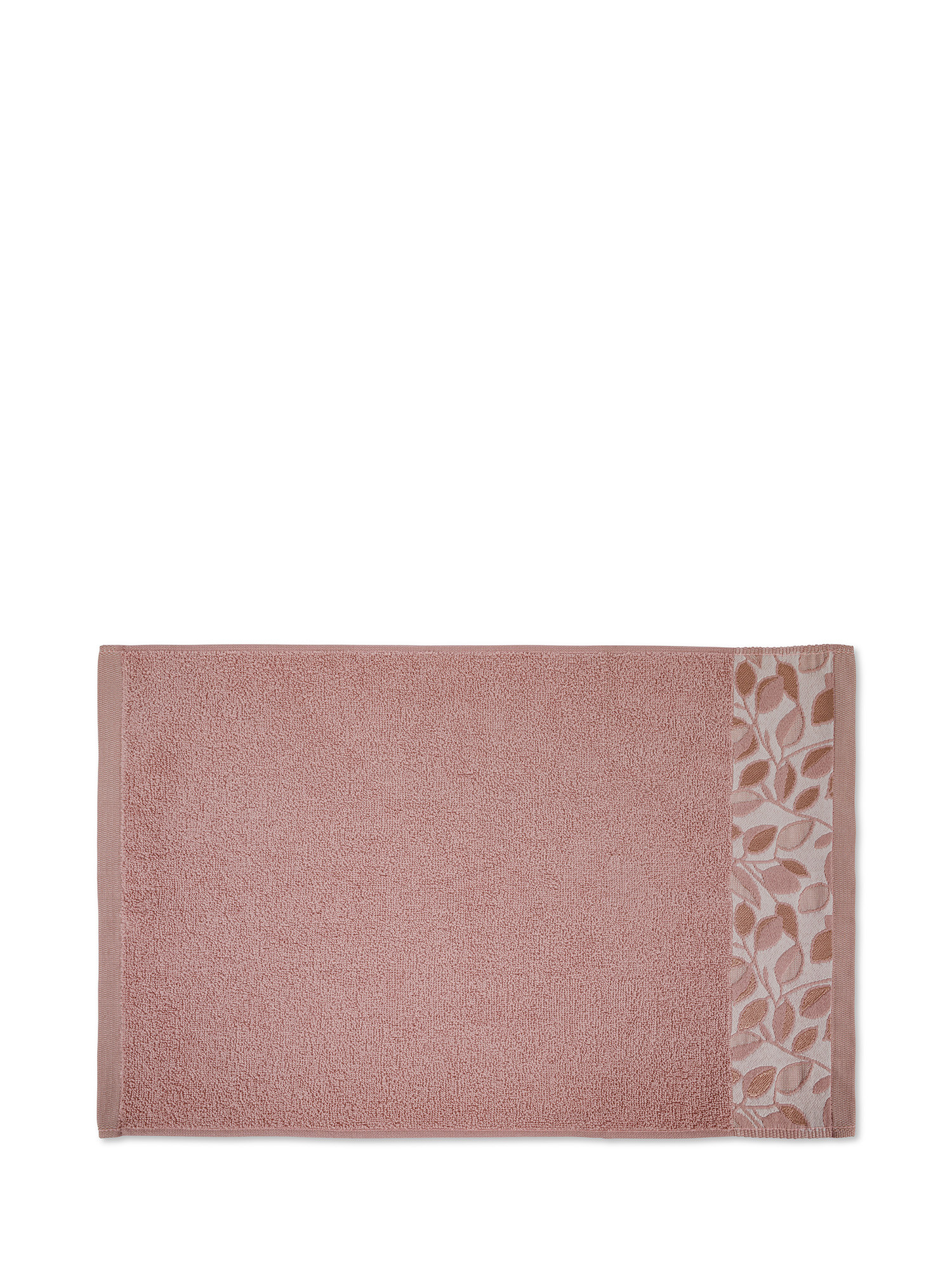 Pure cotton terry towel with leaves motif, Pink, large image number 1