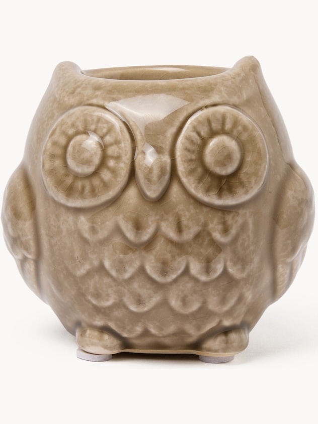 Porta tealight a forma di gufo in ceramica