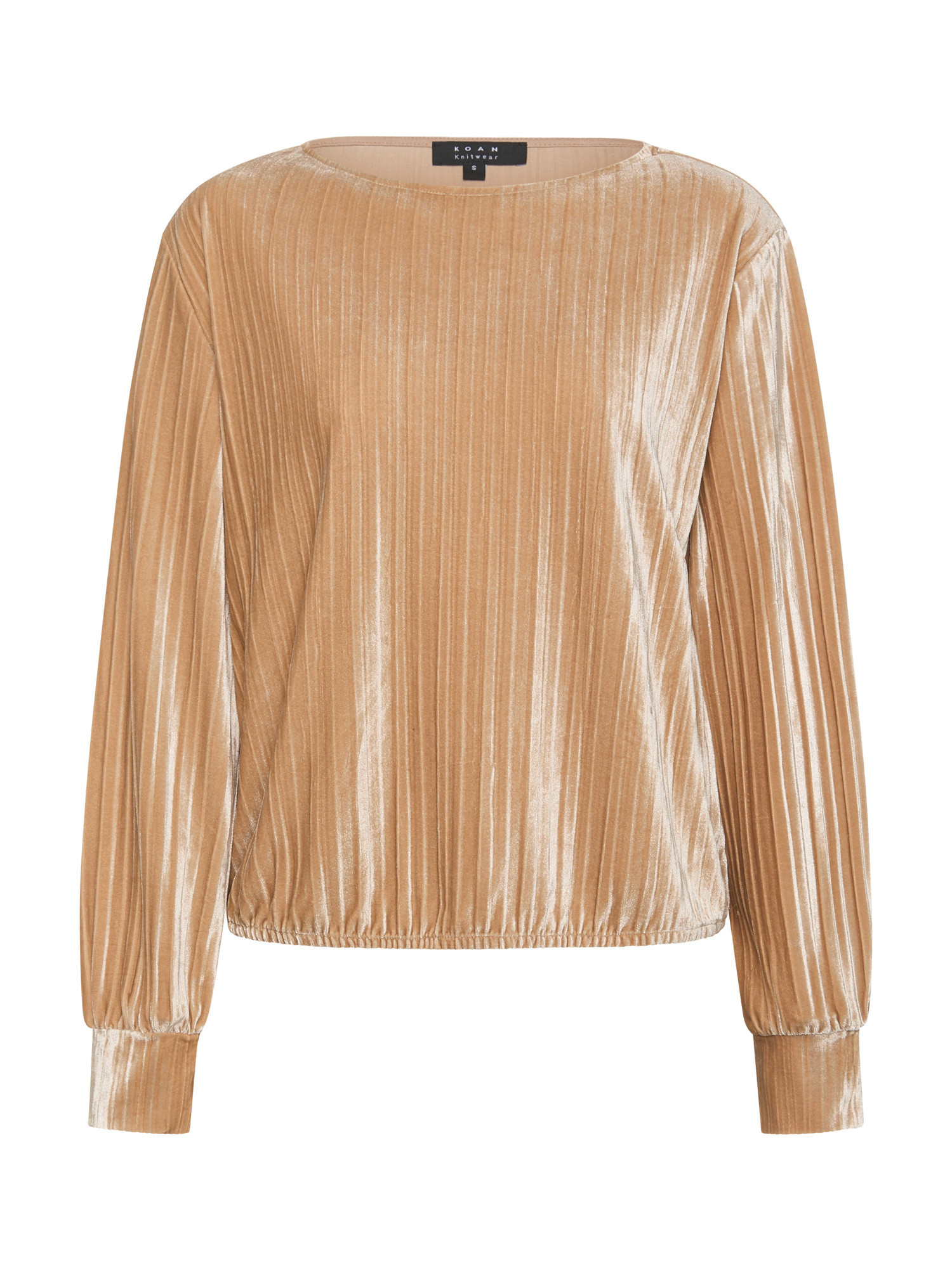 Koan - Pleated effect velvet sweater, Champagne Yellow, large image number 0
