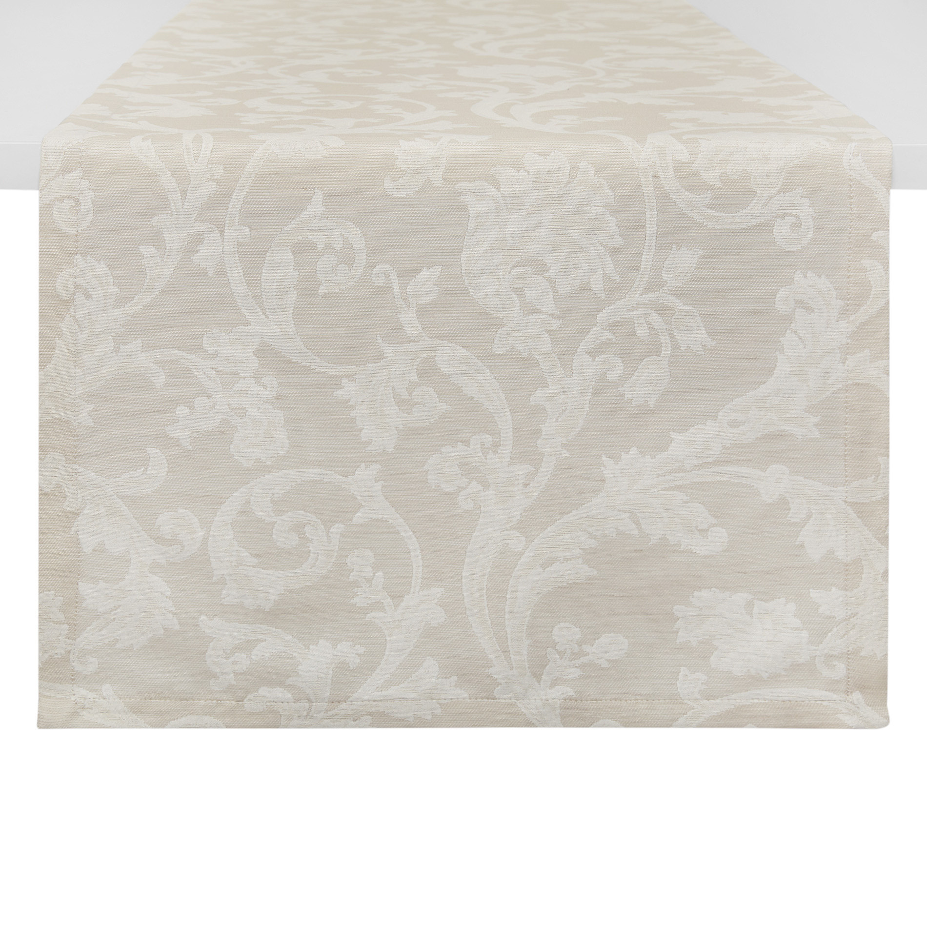 Fabric table runner with jacquard weave, Light Beige, large image number 0