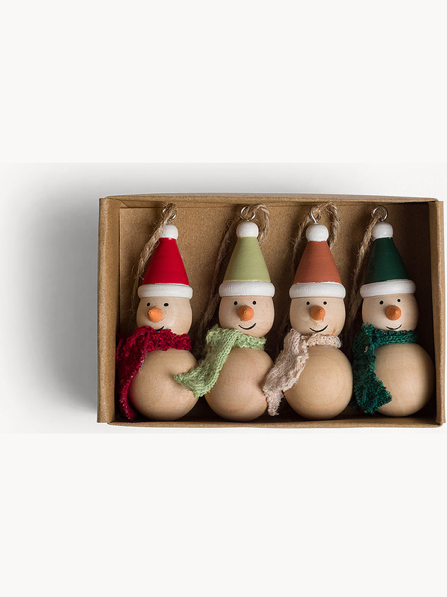 Set di 4 decorazioni a forma di pupazzo di neve
