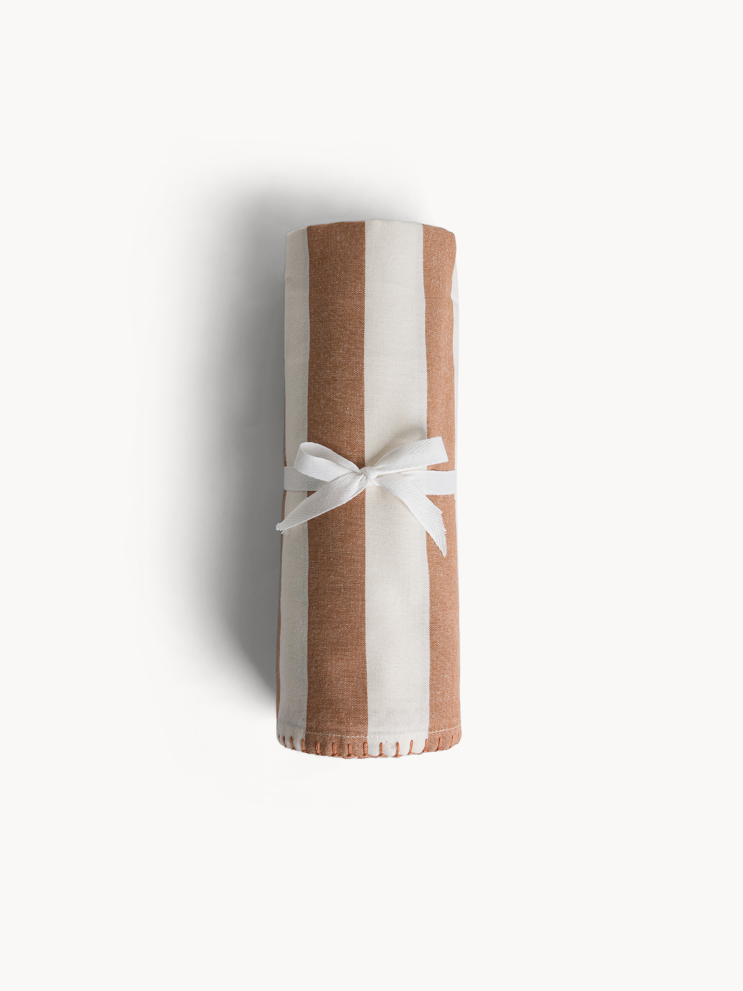 Cotton throw blanket striped print, Beige, large image number 2