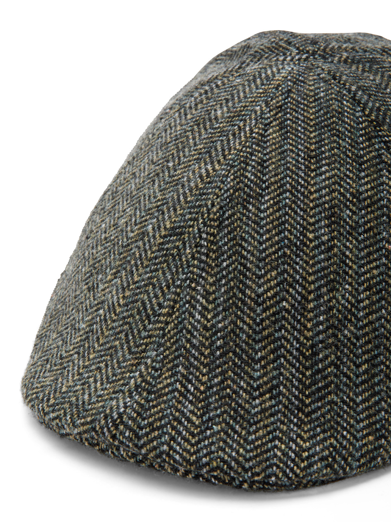 Luca D'Altieri - Flat cap in herringbone fabric, Olive Green, large image number 1