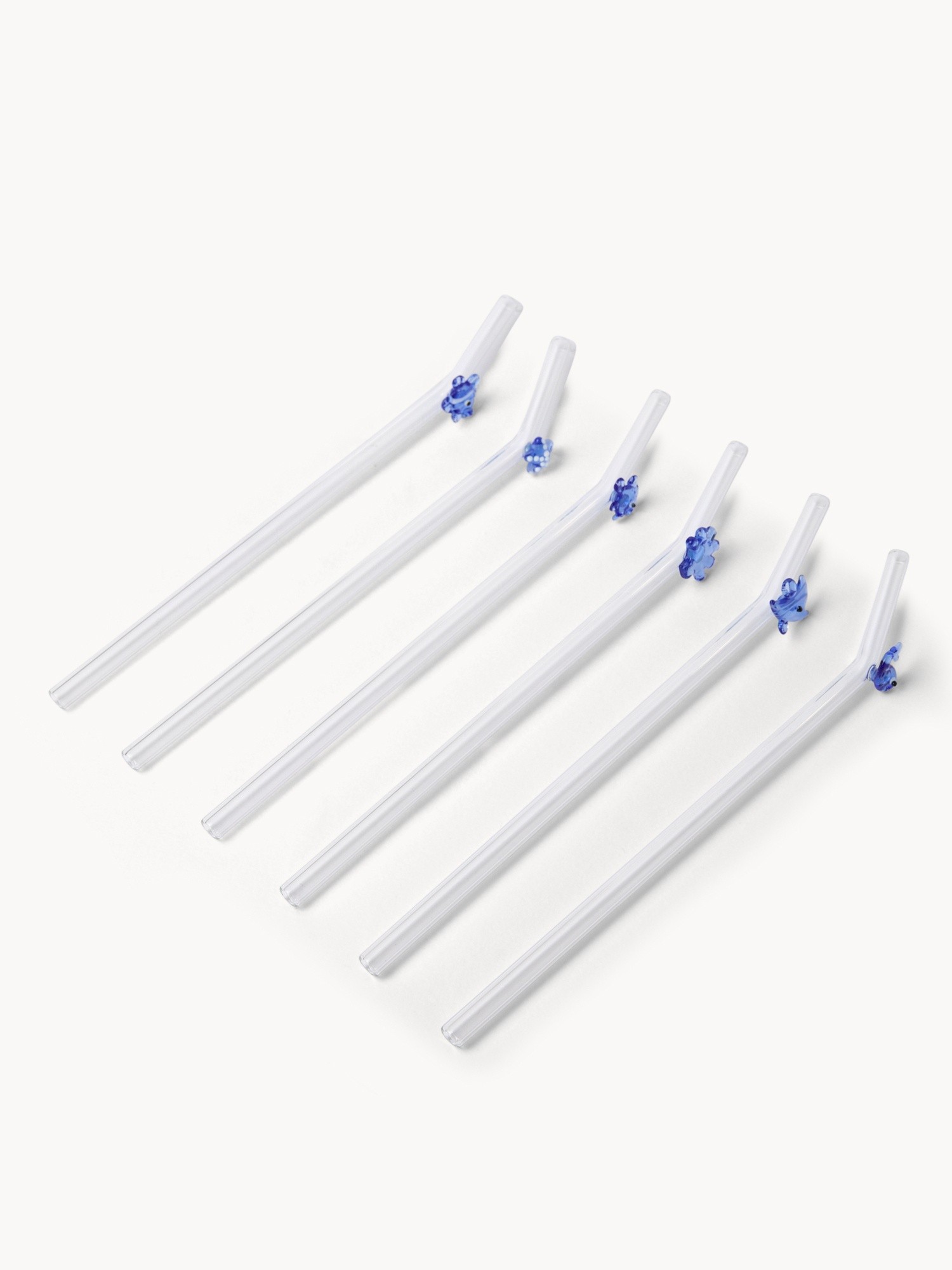 Set 6 cannucce in vetro dettagli marini, Trasparente, large image number 0