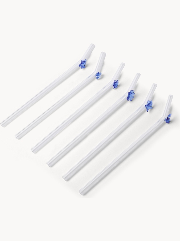 Set 6 cannucce in vetro dettagli marini