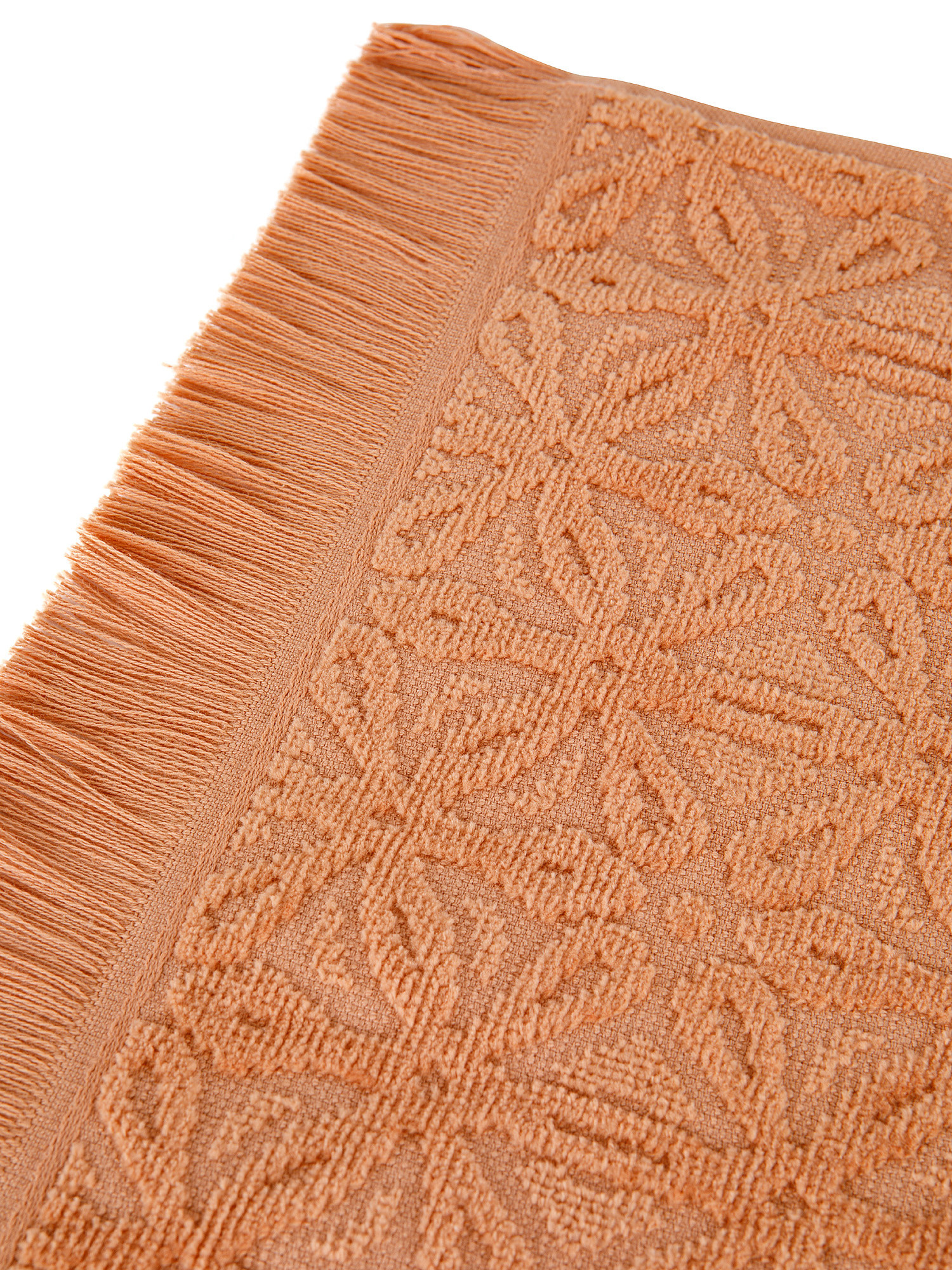 Asciugamano cotone velour motivo geometrico, Marrone, large
