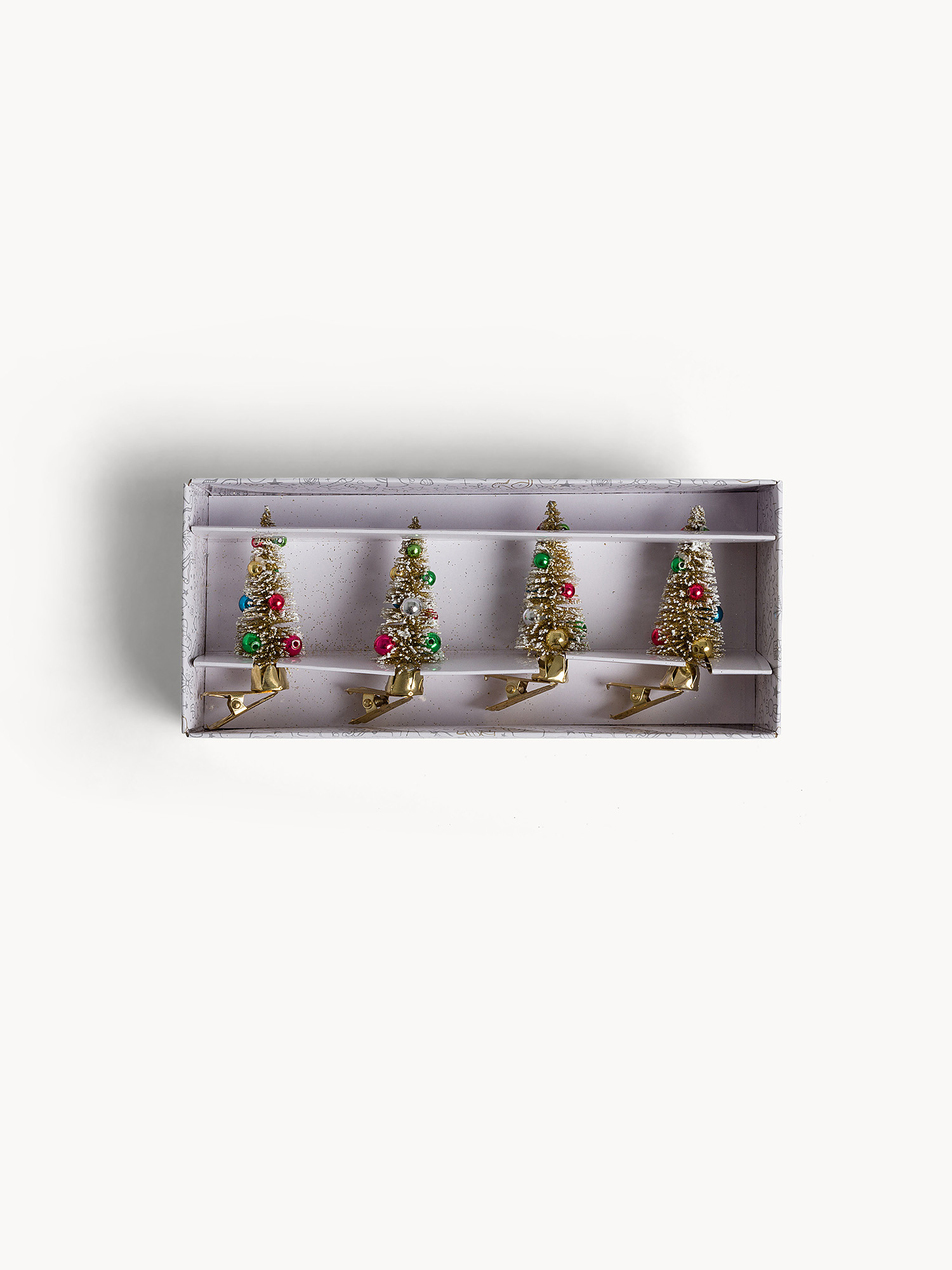 Set of 4 small trees with clips, Gold, large image number 0