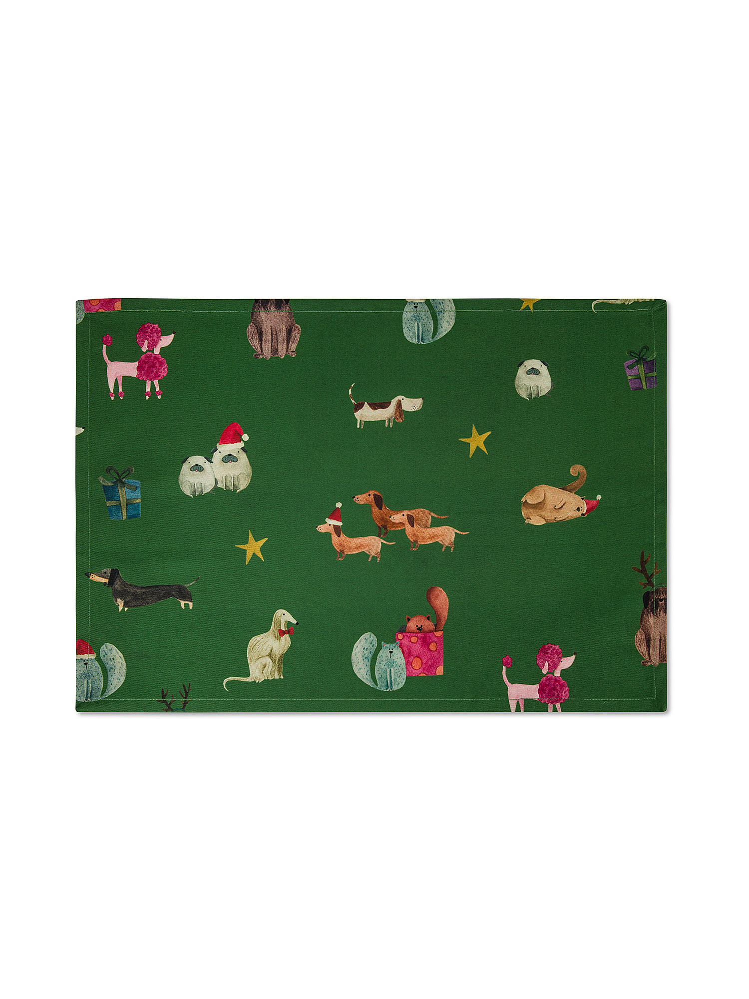 Cotton twill placemat with animal print, Green, large image number 0