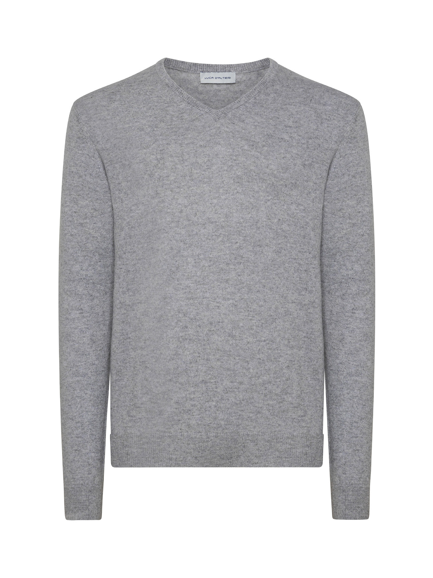 V-neck pullover in pure cashmere, Grey, large image number 0