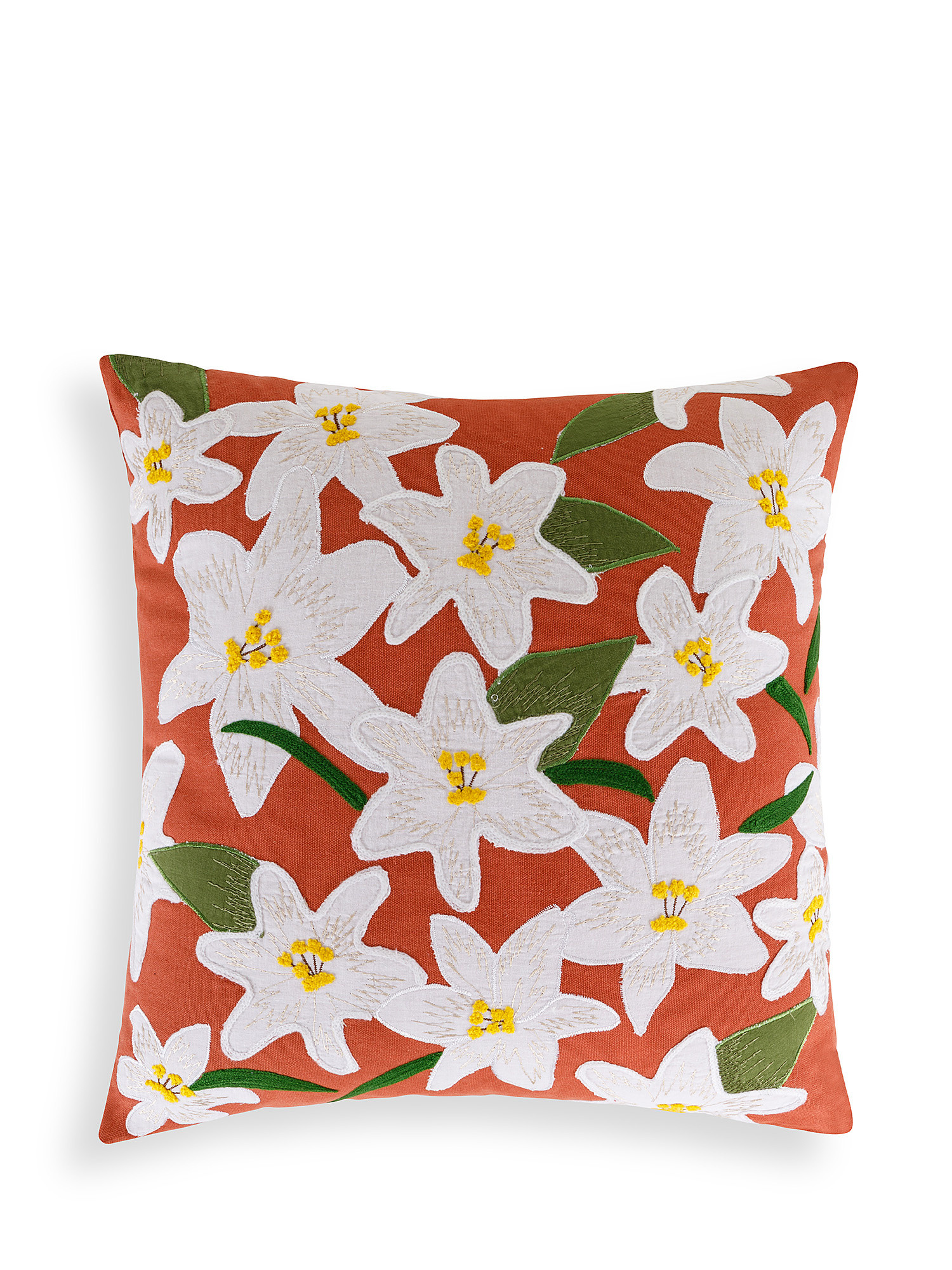 Flower embroidery cushion 45x45cm, Red, large image number 0