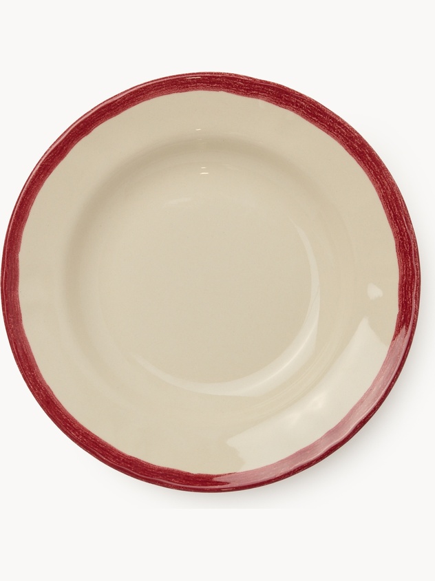 Ceramic soup plate with colored edge