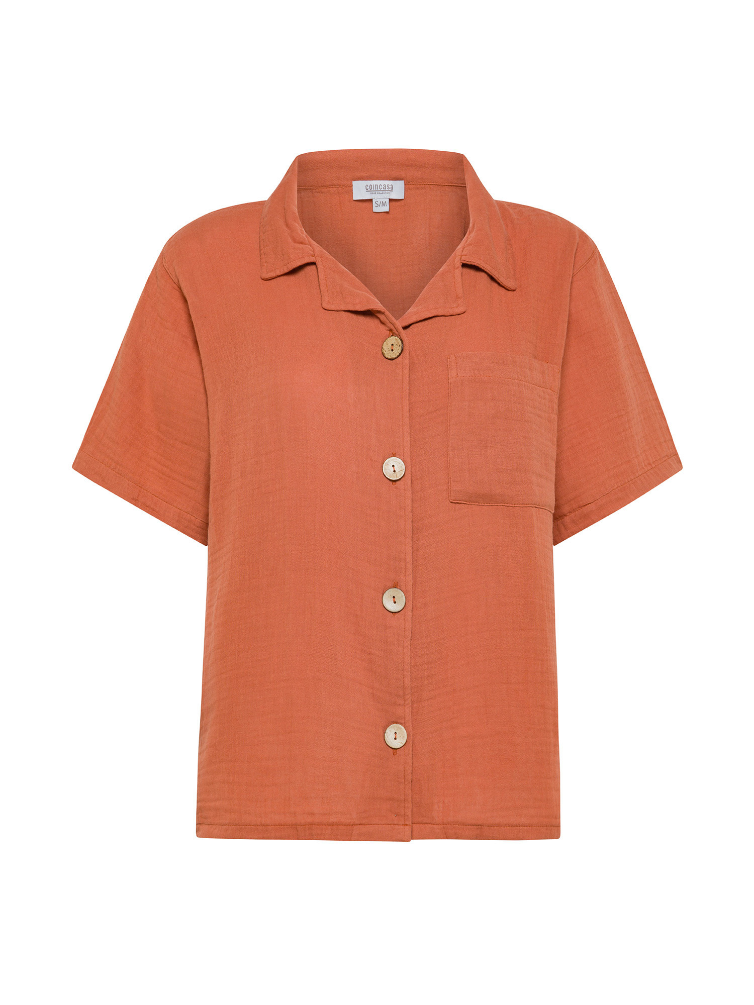 Camicia in mussola di cotone mezza manica., Arancione ambra, large image number 0