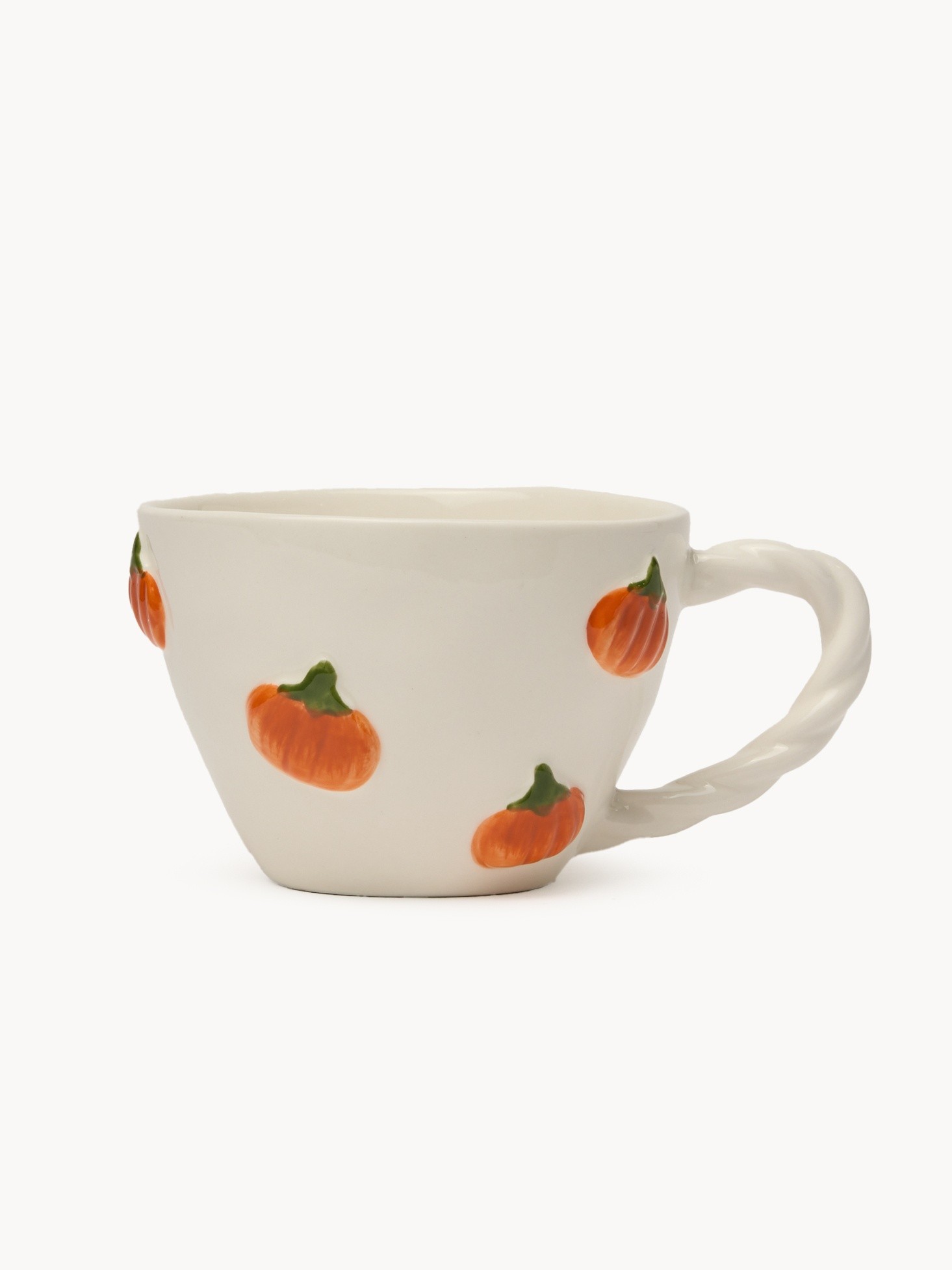 Pumpkin-shaped stoneware breakfast mug, White 1, large image number 0
