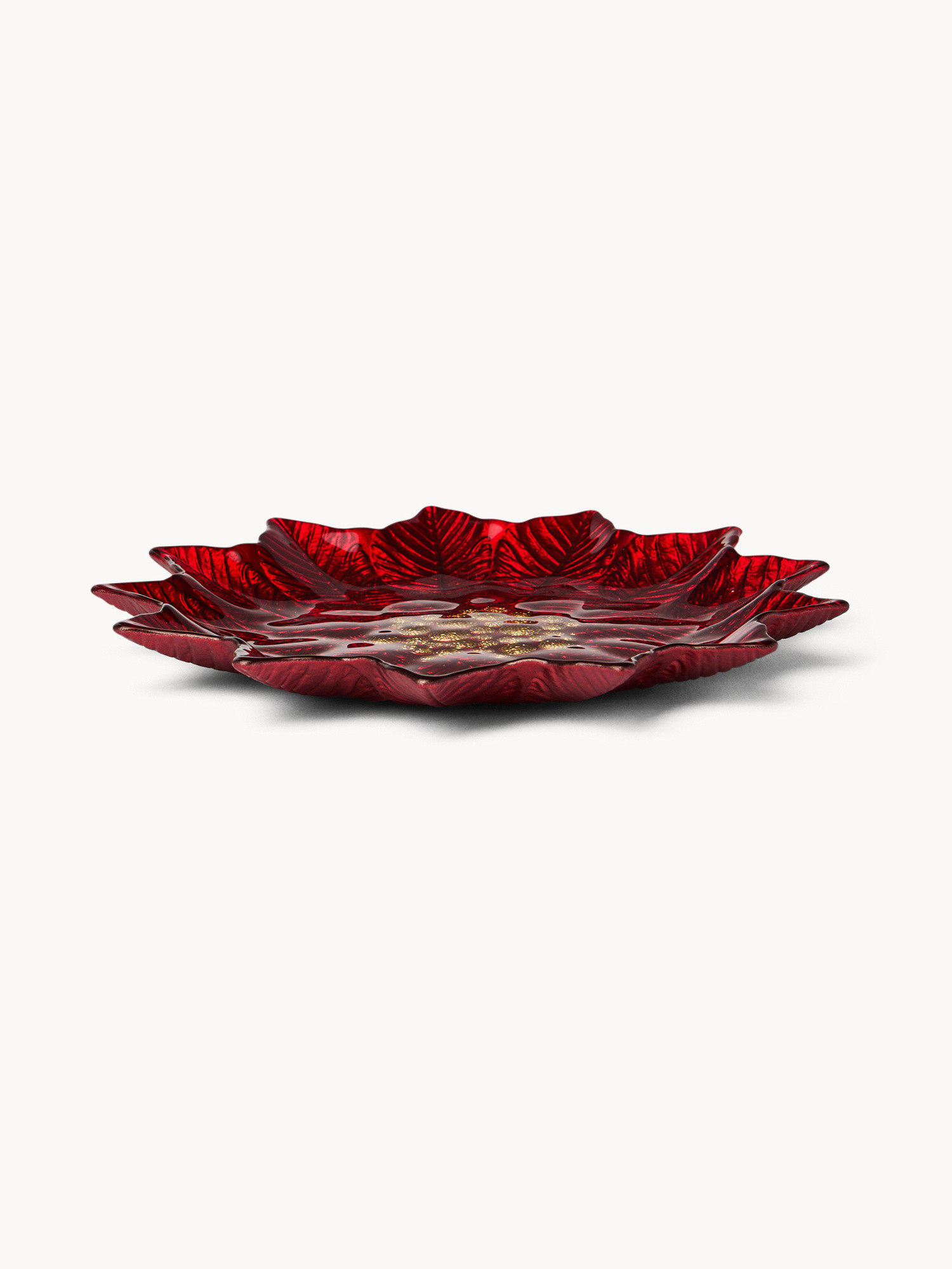 Glass fruit plate with a Christmas star design, Red, large image number 0